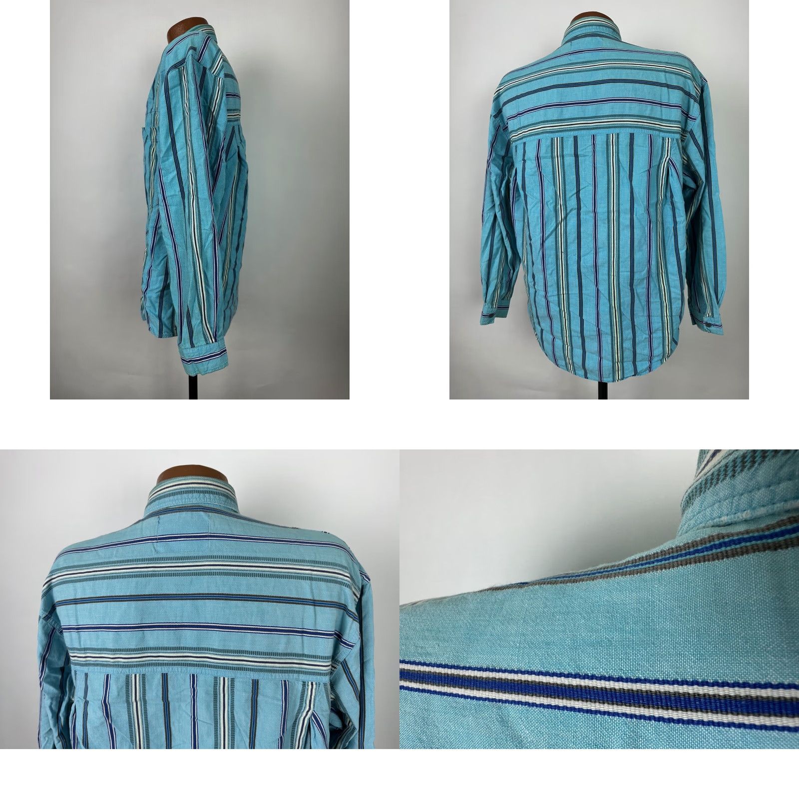 Vintage VINTAGE Pacific Ocean Highway 80s Striped Button-Up Shirt Men M Casual Distressed Blue Surf Skate Hipster Size US M / EU 48-50 / 2 - 8 Thumbnail