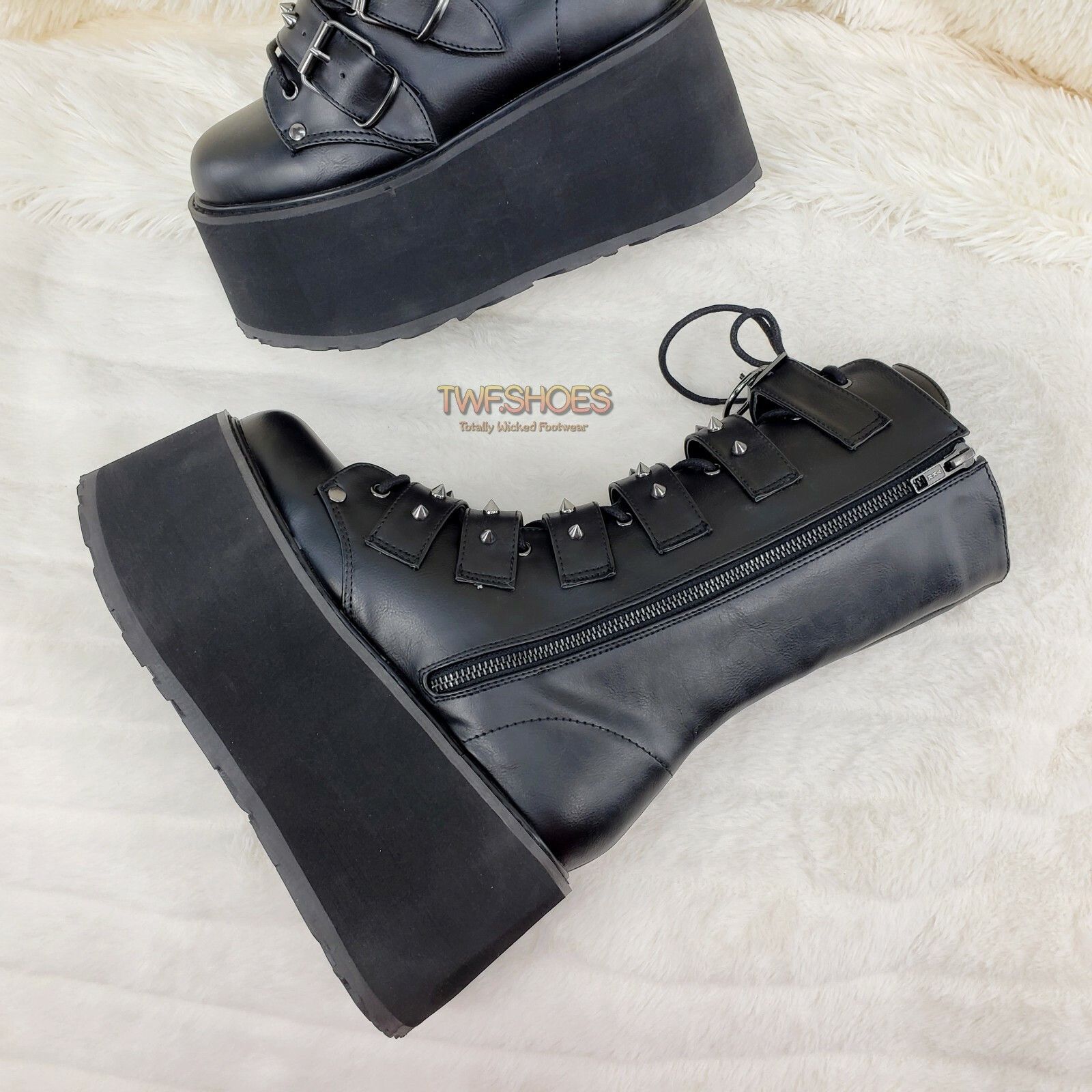 Demonia Cult DEMONIA Damned 225 Multi Strap Goth Punk Rock 3.5" Platform Size US 7 / IT 37 - 3 Thumbnail