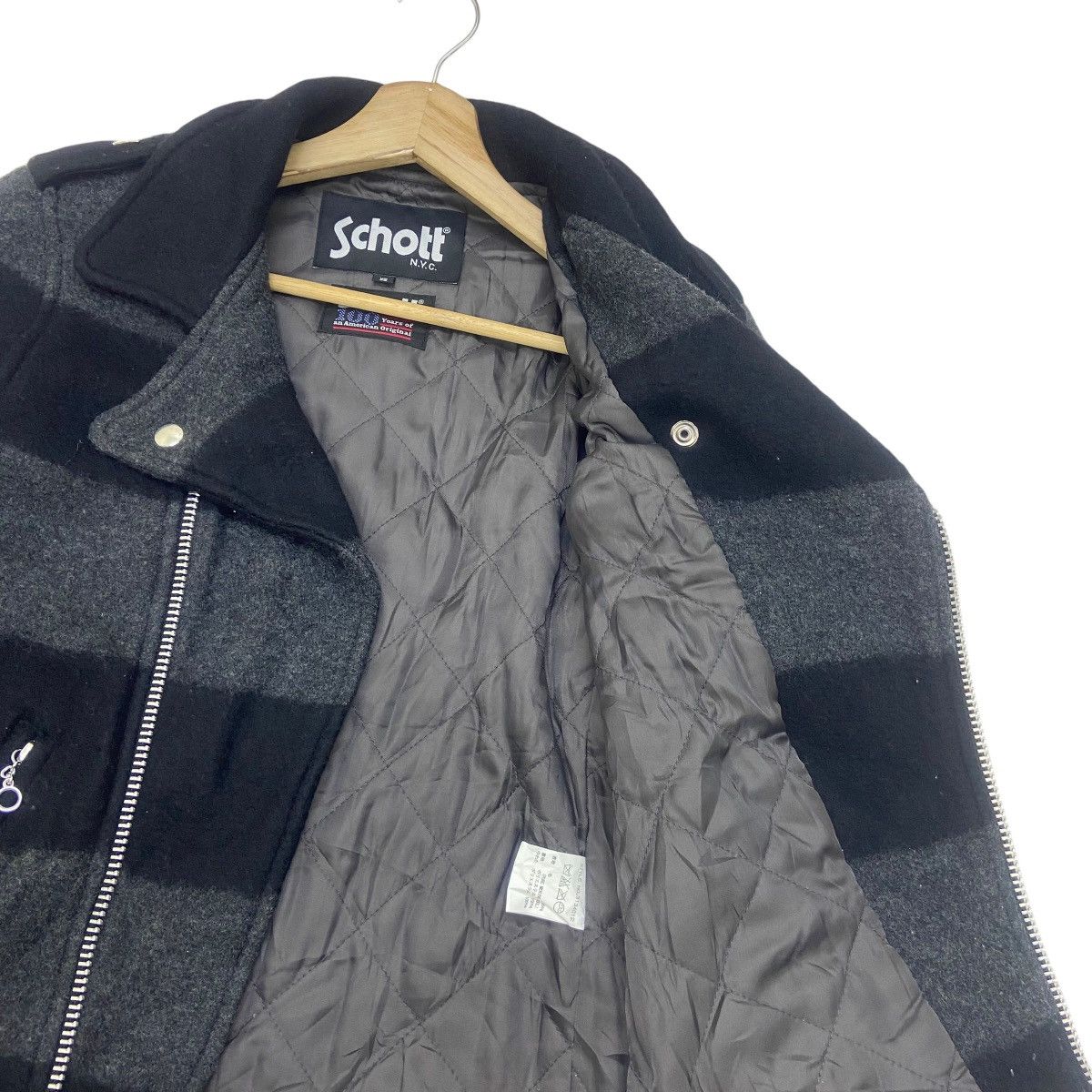 Schott Schott Double Collar Biker Wool Jacket Size US XXS / EU 40 - 9 Thumbnail