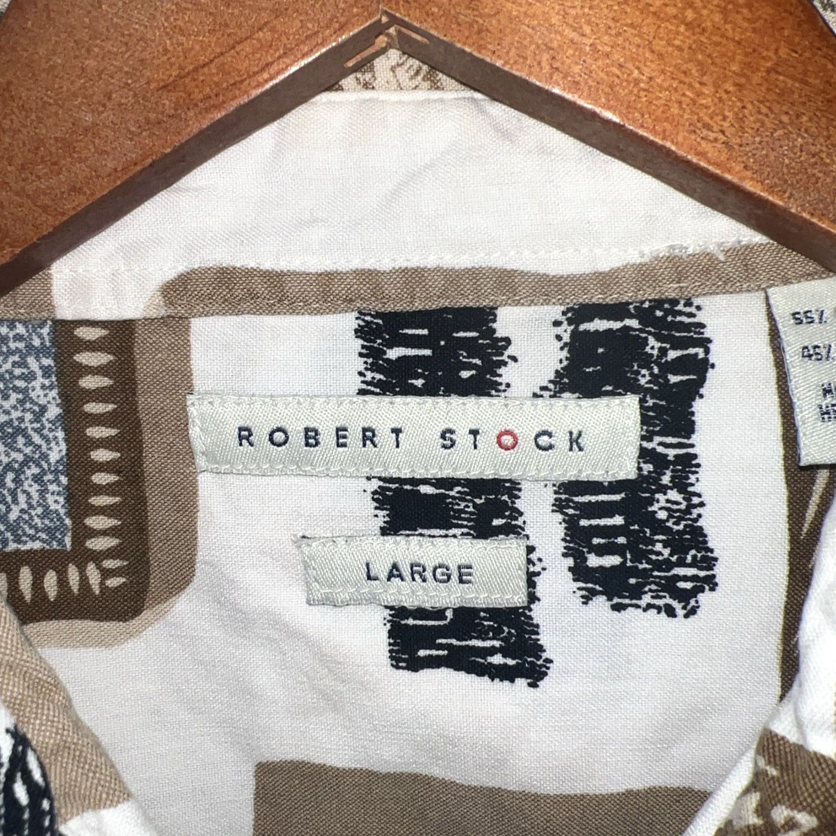 Vintage ROBERT STOCK Hawaiian Shirt Button-Up Mens Short Sleeve Beige Size L Size US L / EU 52-54 / 3 - 3 Thumbnail