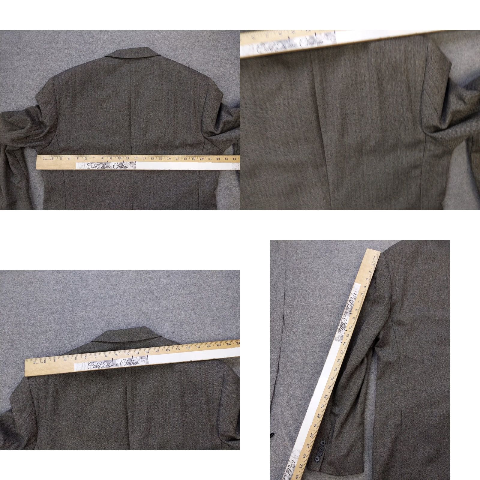 Olive VINTAGE Oliver Mens 44 Wool Herringbone Sport Coat 2 Piece Gray Notch Lapel Two-Button 90s Preppy Business Casual Formal Wedding Mens Size US S / EU 44-46 / 1 - 9 Thumbnail