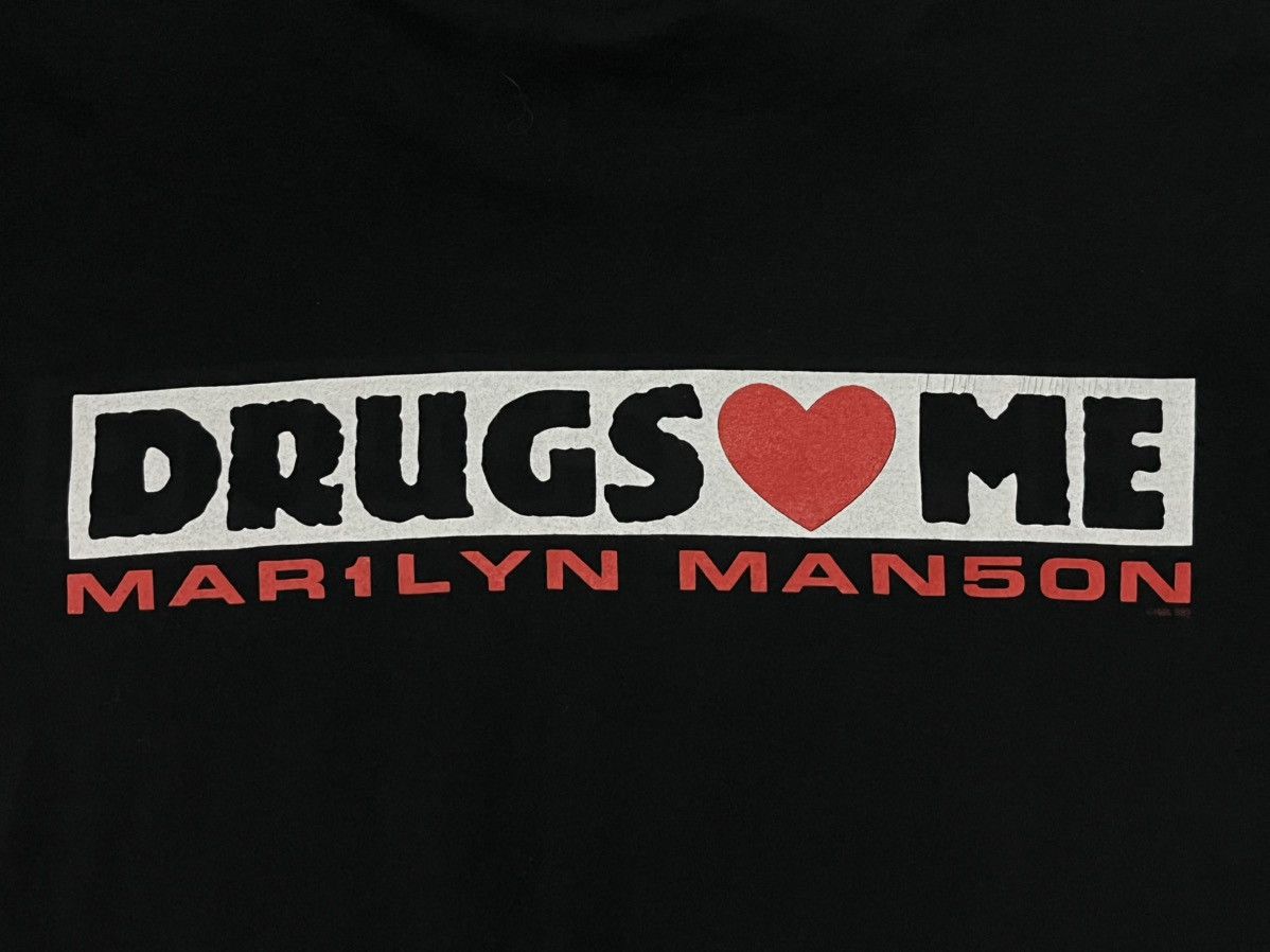 Band Tees Vintage Marilyn Manson 90s t shirt I love drugs Size US XL / EU 56 / 4 - 5 Thumbnail