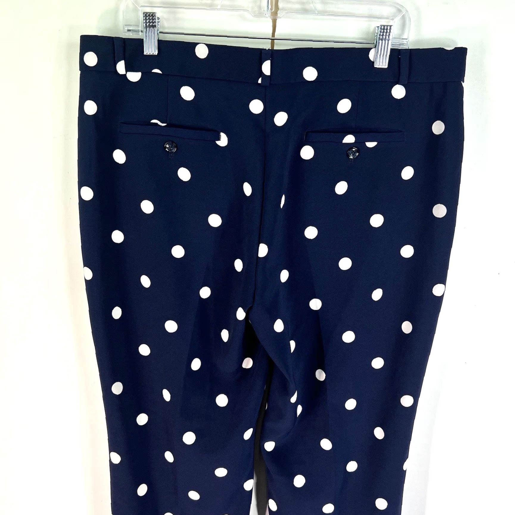 Banana Republic Banana Republic Polka Dot Dress Pants Women 14 Navy White Pockets 38X28 Straight Front High Rise Relaxed Size 36" / US 14 / IT 50 - 5 Thumbnail