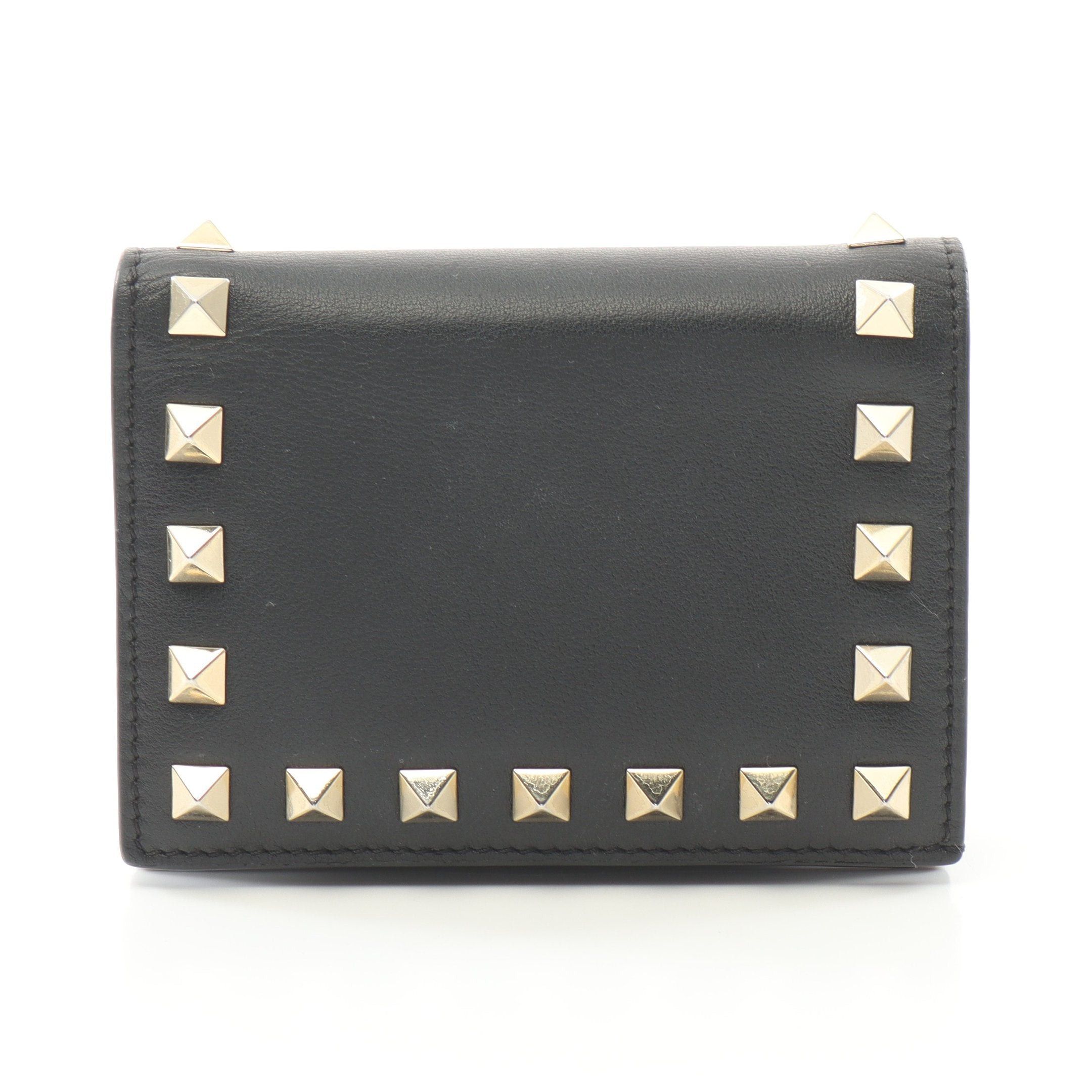 Valentino Valentino Rockstud Bi-Fold Wallet Leather Black Size ONE SIZE - 1 Thumbnail