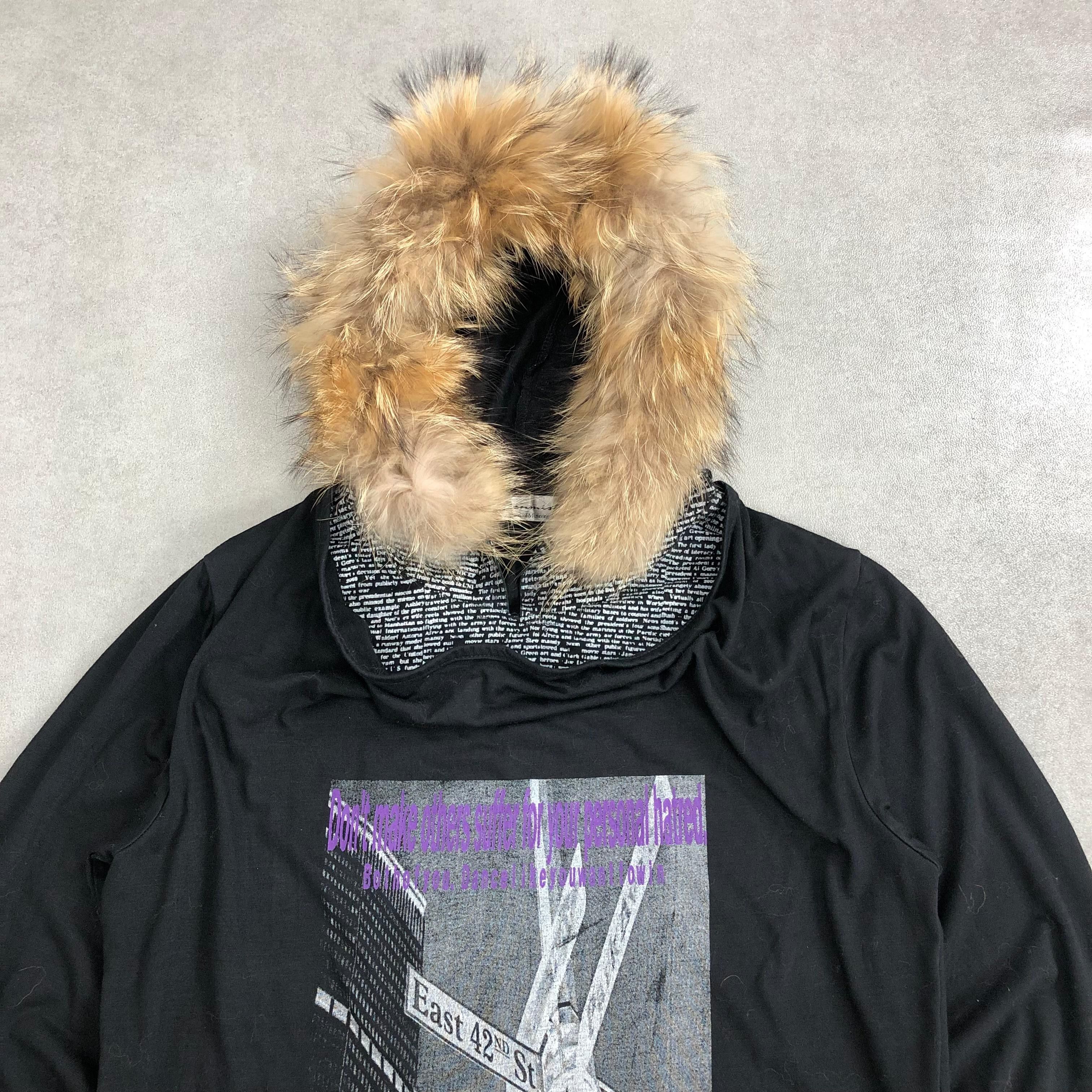 Japanese Brand Y2K Japanese Double Layers Print Gothic Poem Fur Zip Hoodie Size US M / EU 48-50 / 2 - 3 Thumbnail