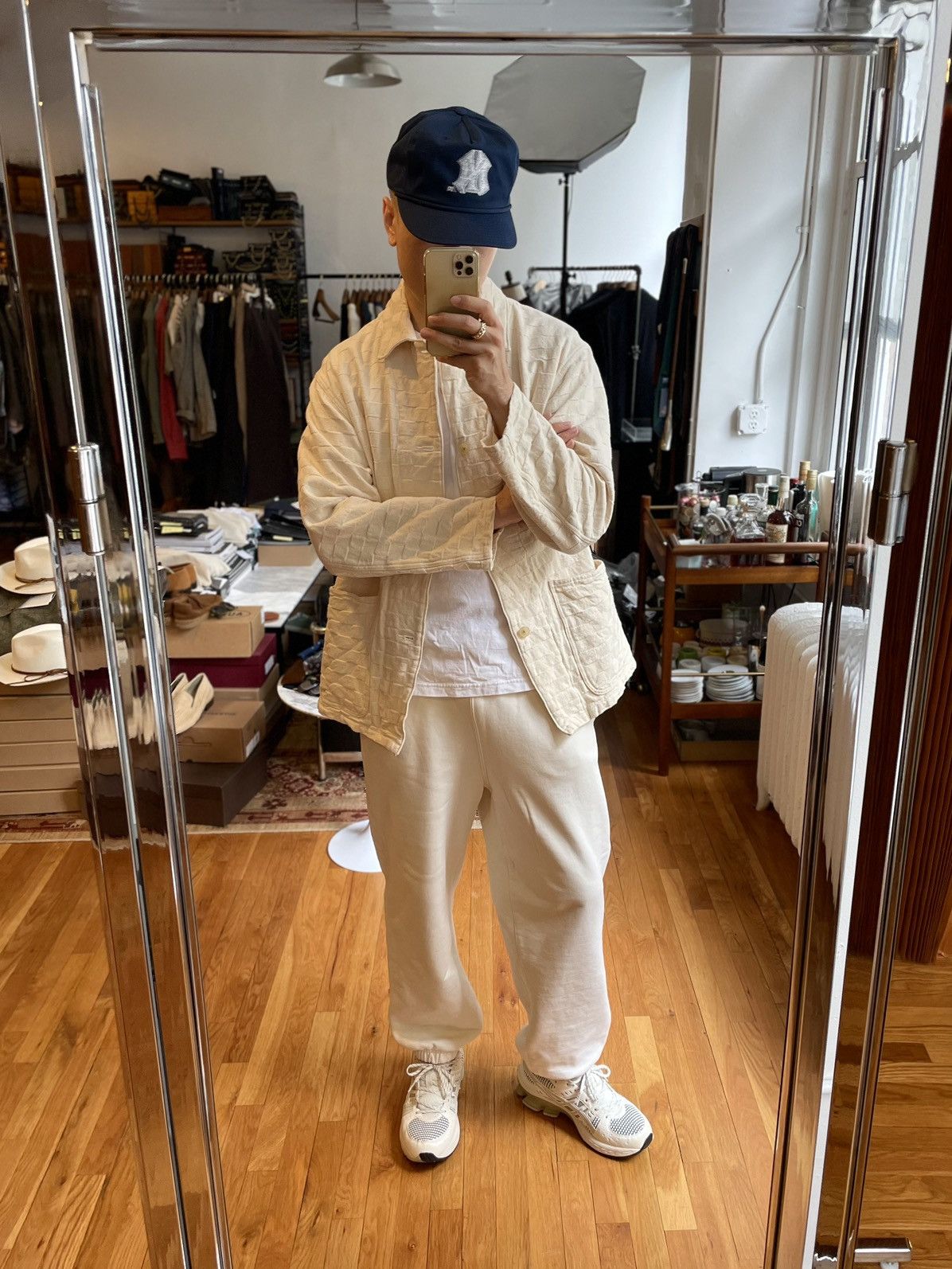 Niche SS21 Coverall Jacket in Ivory Checkered Woven Cotton Size US M / EU 48-50 / 2 - 8 Thumbnail