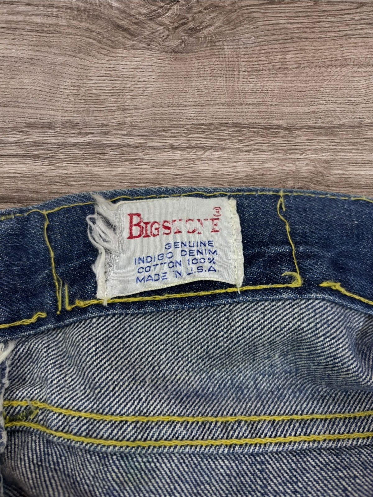 Vintage 90s Bigstone USA Selvedge Yellow Stitch Faded Jeans Size US 36 / EU 52 - 10 Thumbnail