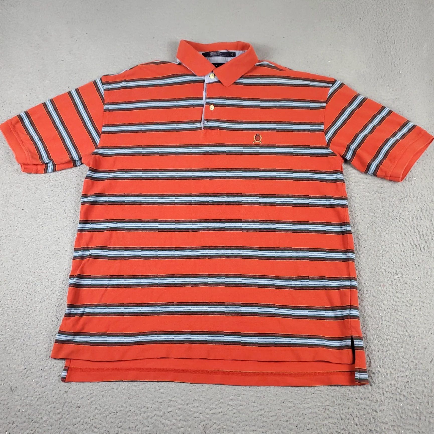 Tommy Hilfiger Tommy Hilfiger Polo Shirt Mens Large Red/Orange Striped Short Sleeve Polo Shirt Casual Shirt Size US L / EU 52-54 / 3 - 2 Thumbnail