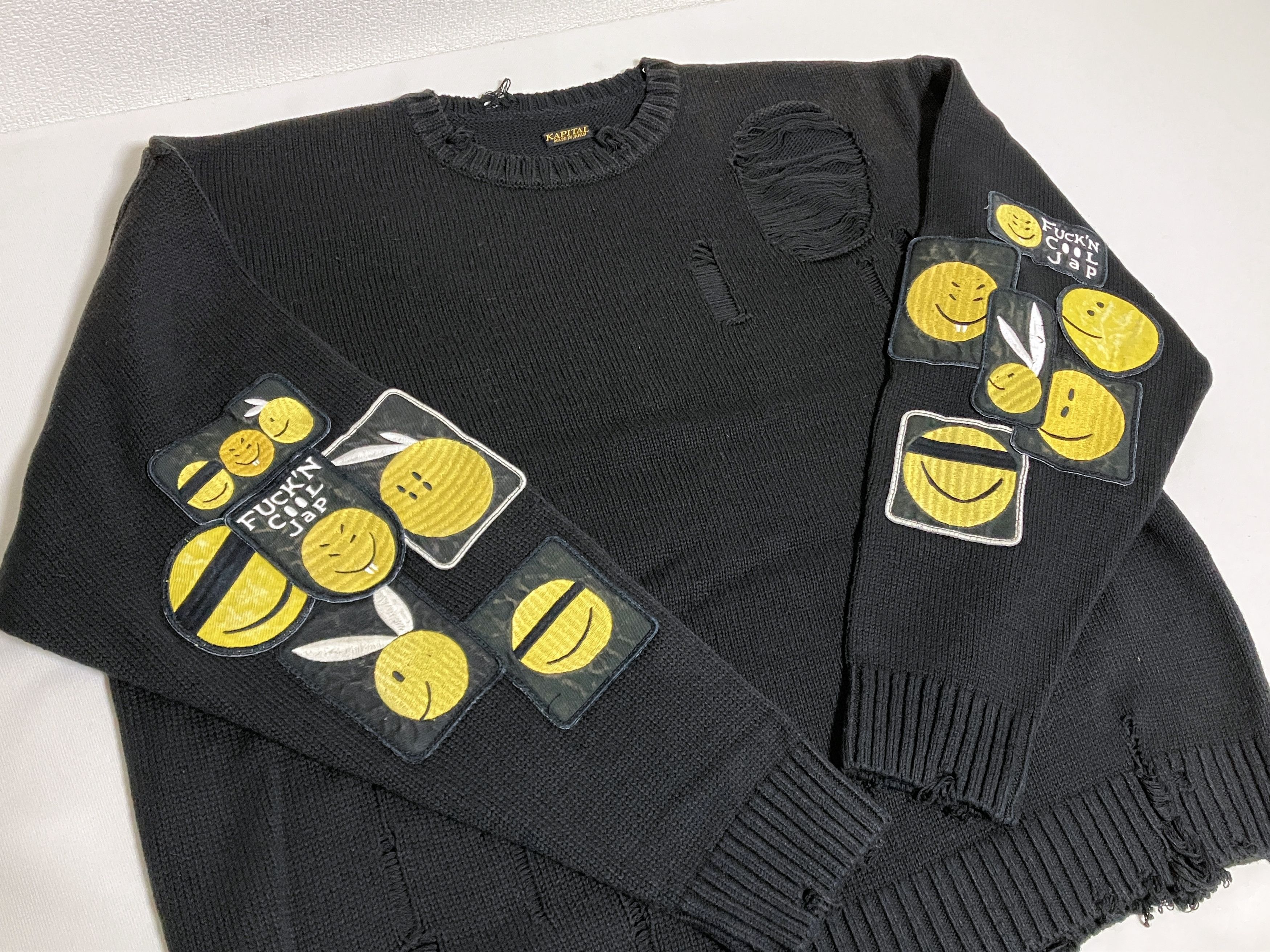 Kapital KAPITAL 5G cotton knit crew sweater anarchy RAINBOWY black Size US L / EU 52-54 / 3 - 10 Thumbnail