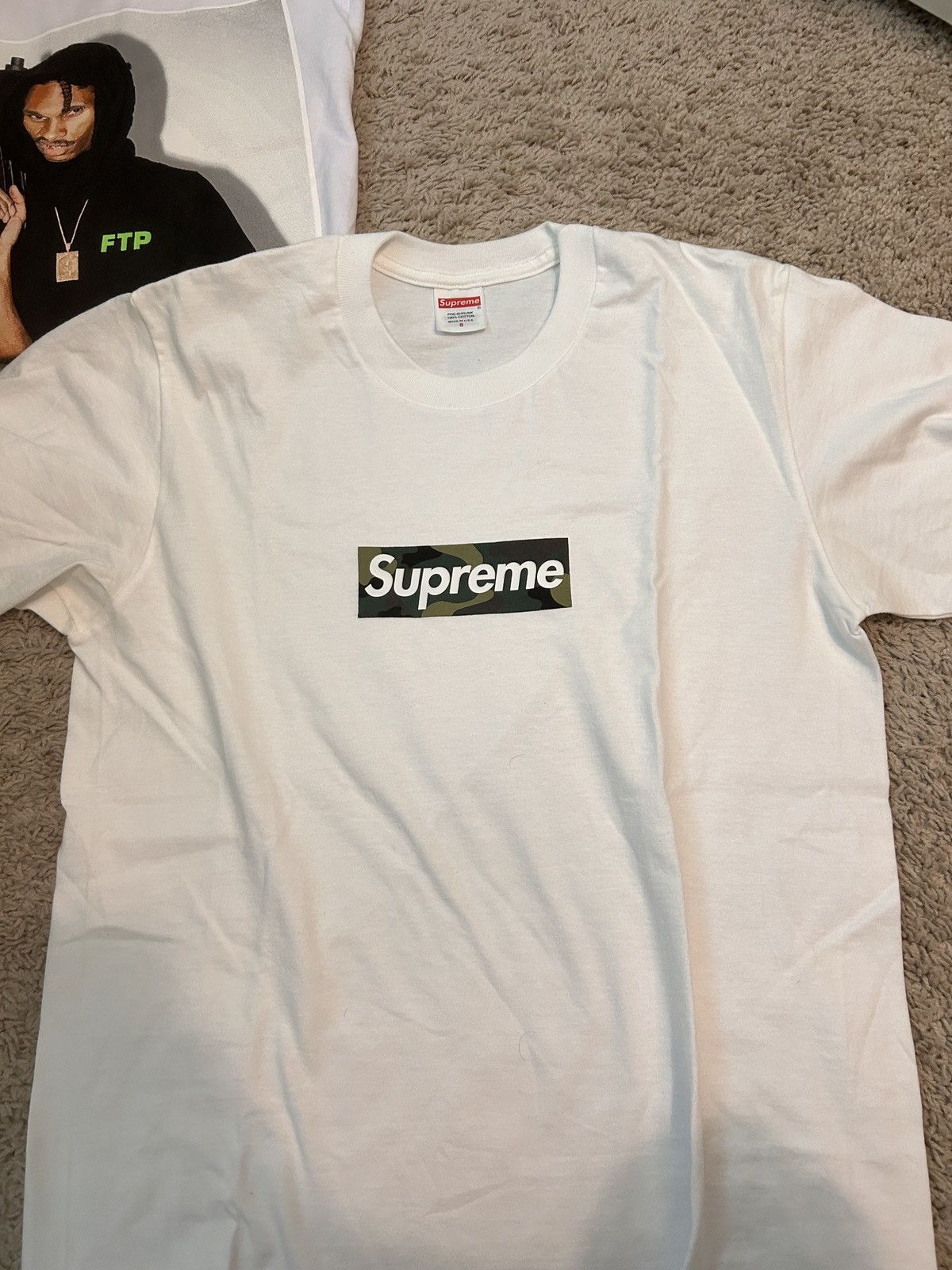 Image of Supreme Fw23 Camo Box Logo Tee White, Men's (Size Small)