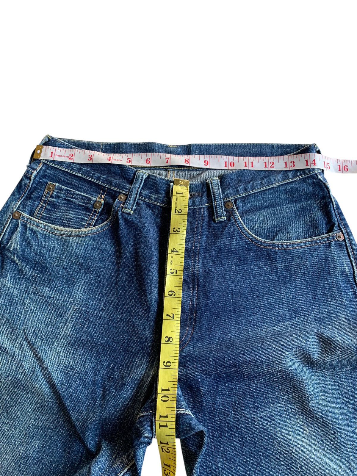 Sugar Cane VINTAGE SWING CHOP SELVEDGE FADED & RUSTY DISTRESSED DENIM Size US 29 - 24 Thumbnail