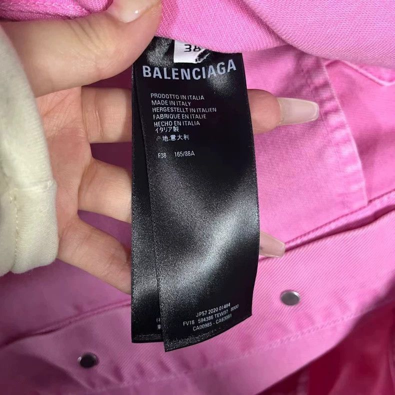 Balenciaga balenciaga Pink Solid color front logo monogrammed denim ja Size US XL / EU 56 / 4 - 7 Thumbnail
