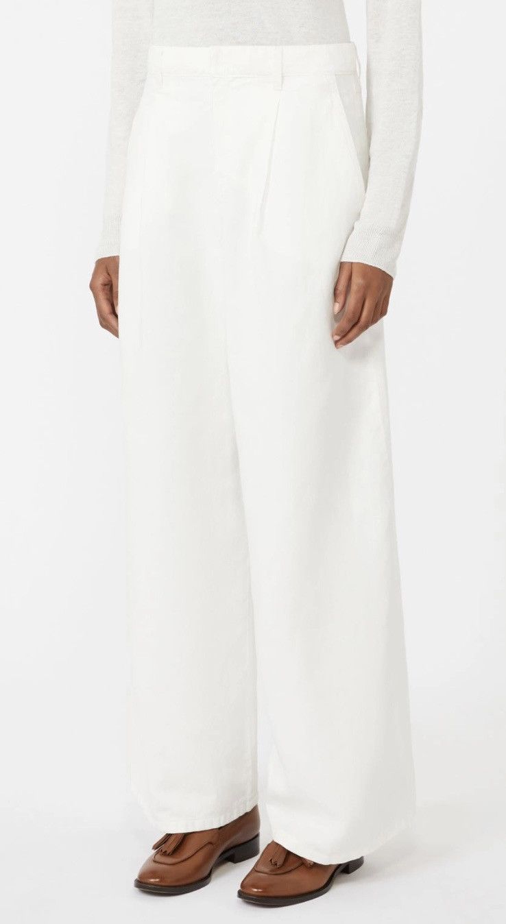 Max Mara Max Mara Brusson Linen White Wide Leg Pants Size 28" / US 6 / IT 42 - 4 Thumbnail