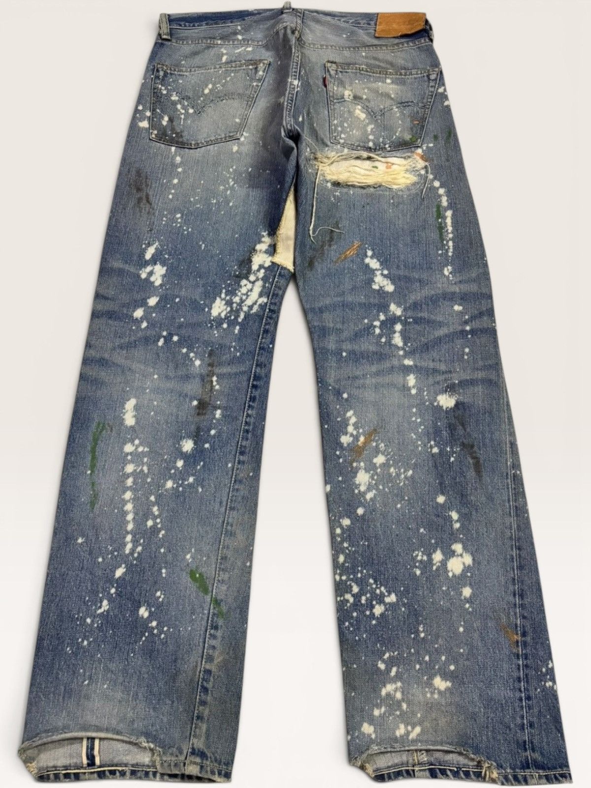 Junya Watanabe × Levi's Vtg Levis 501xx Big E Selvedge Splatter Patchwork Boro Jeans Size US 36 / EU 52 - 4 Thumbnail