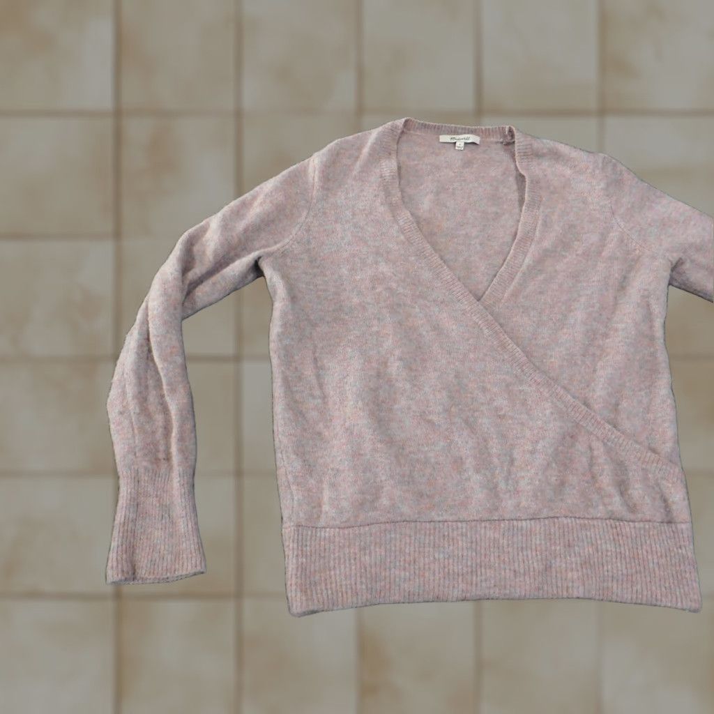 Madewell Madewell Sweater Pullover S Womens Pink Knit Wool Nylon V-Neck Raglan Sleeve Long Sleeve Casual Geometric Logo Size S / US 4 / IT 40 - 1 Thumbnail