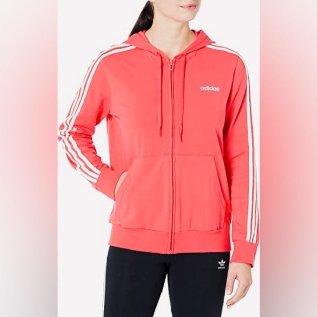 Adidas ADIDAS Women's 3-Stripes Coral/Pink Zip Hoodie XS Size XS / US 0-2 / IT 36-38 - 3 Thumbnail