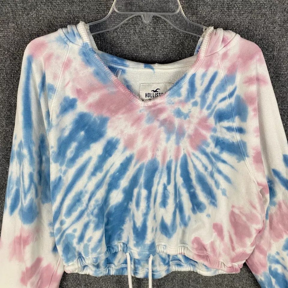Hollister Hollister Cropped Hoodie Women's Large Tie Dye Cotton Blend Size L / US 10 / IT 46 - 2 Thumbnail