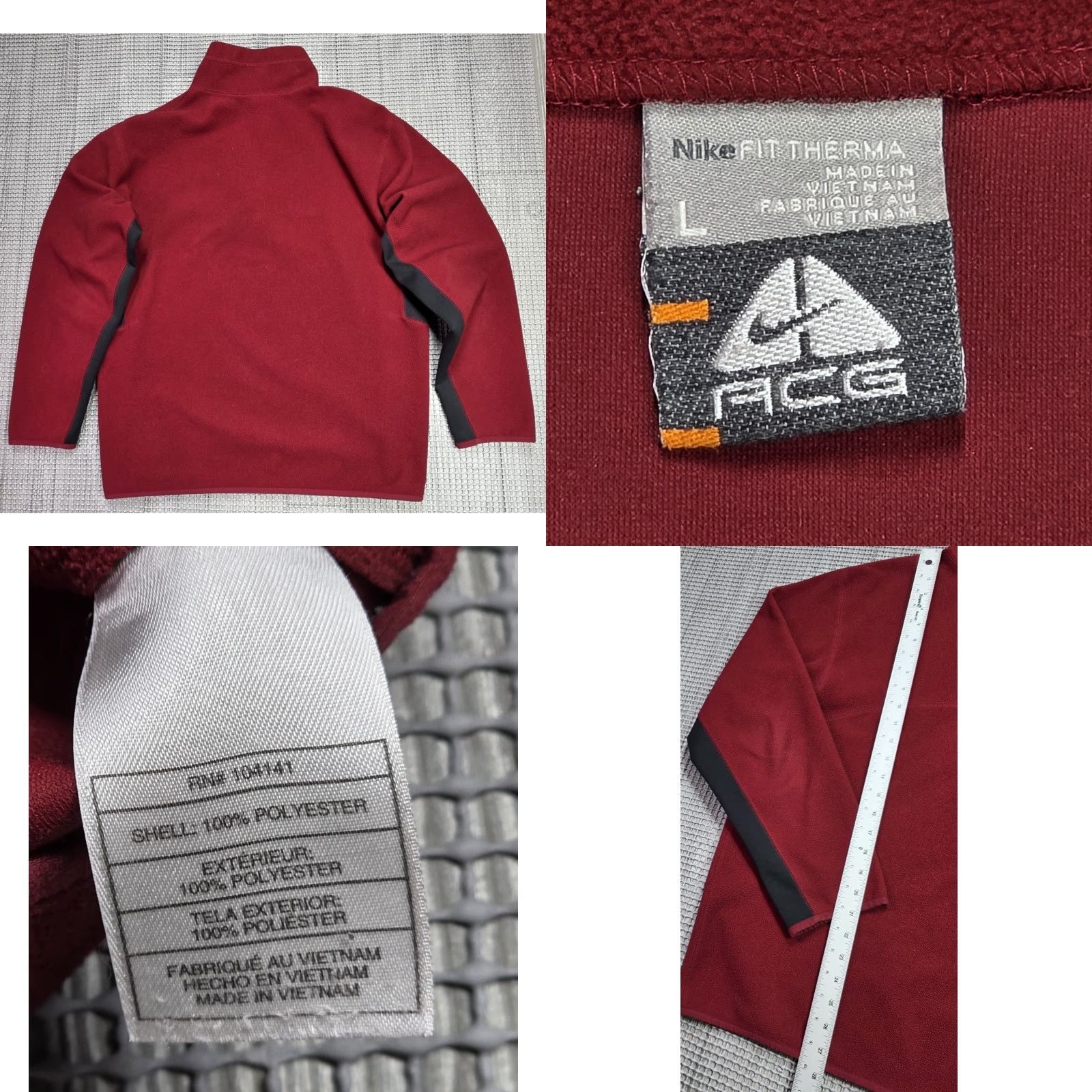 Nike ACG Nike ACG Pullover 1/4 Zip Mens L Maroon Black Gorpcore Pullover Sweatshirt Size US L / EU 52-54 / 3 - 8 Thumbnail