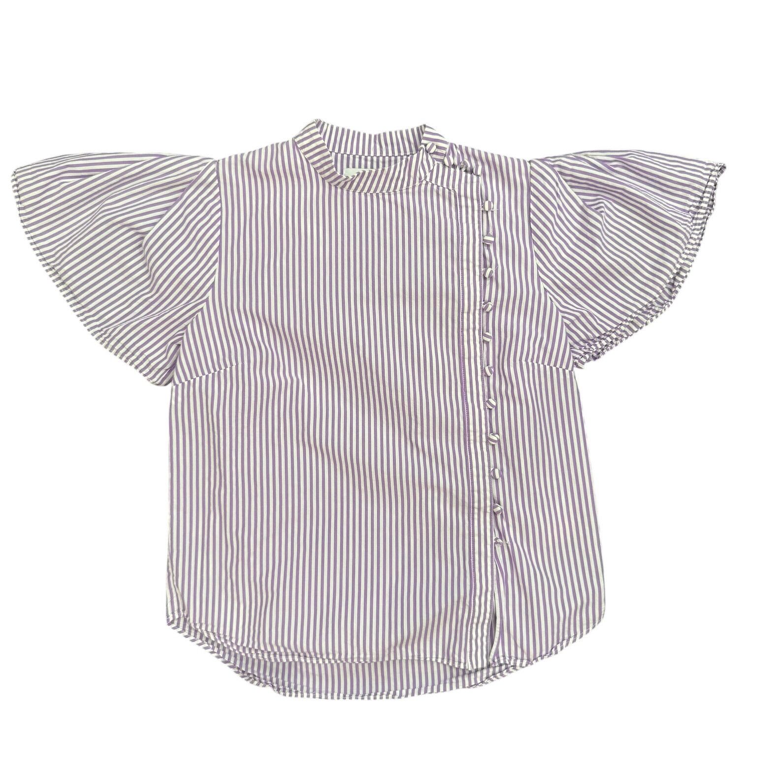 Adam Lippes Adam Lippes x RTR Tie Neck Stripped Top in Purple, Size US 4 Size S / US 4 / IT 40 - 4 Thumbnail
