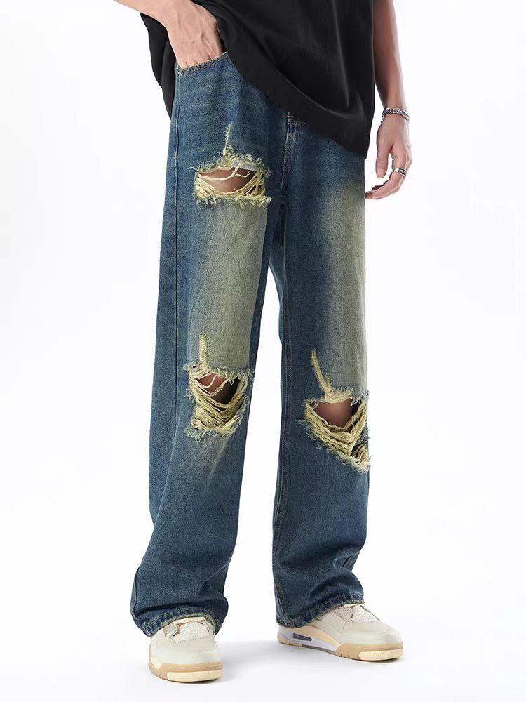 Vintage ripped washed baggy jeans