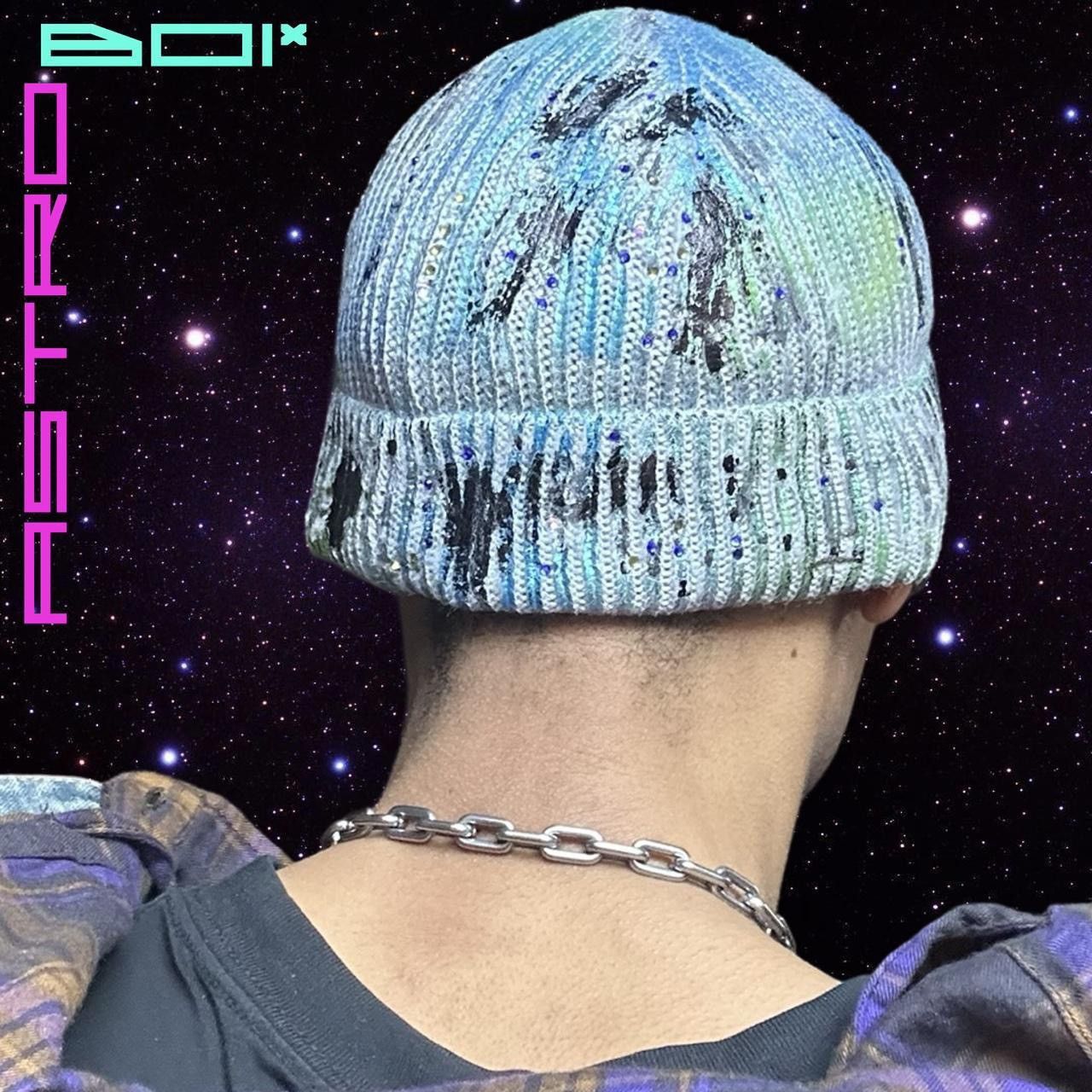 Other ASTROBOI* Deep Ocean Blue Green Iridescent Rhinestone Beanie Size ONE SIZE - 2 Thumbnail
