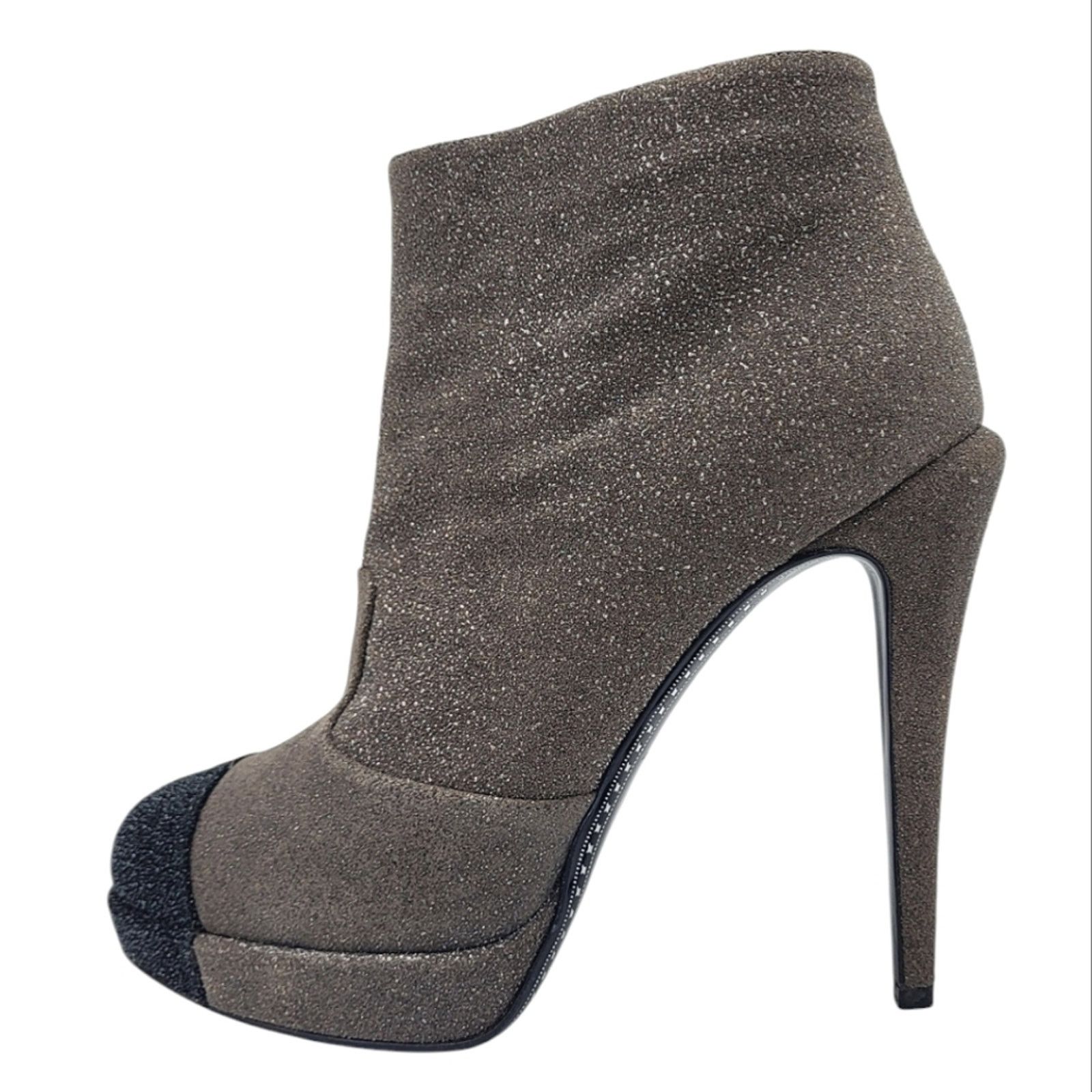 Chanel CHANEL CC Logo Cap Toe Glitter Suede Platform Ankle Boots 40 Size US 10 / IT 40 - 2 Thumbnail