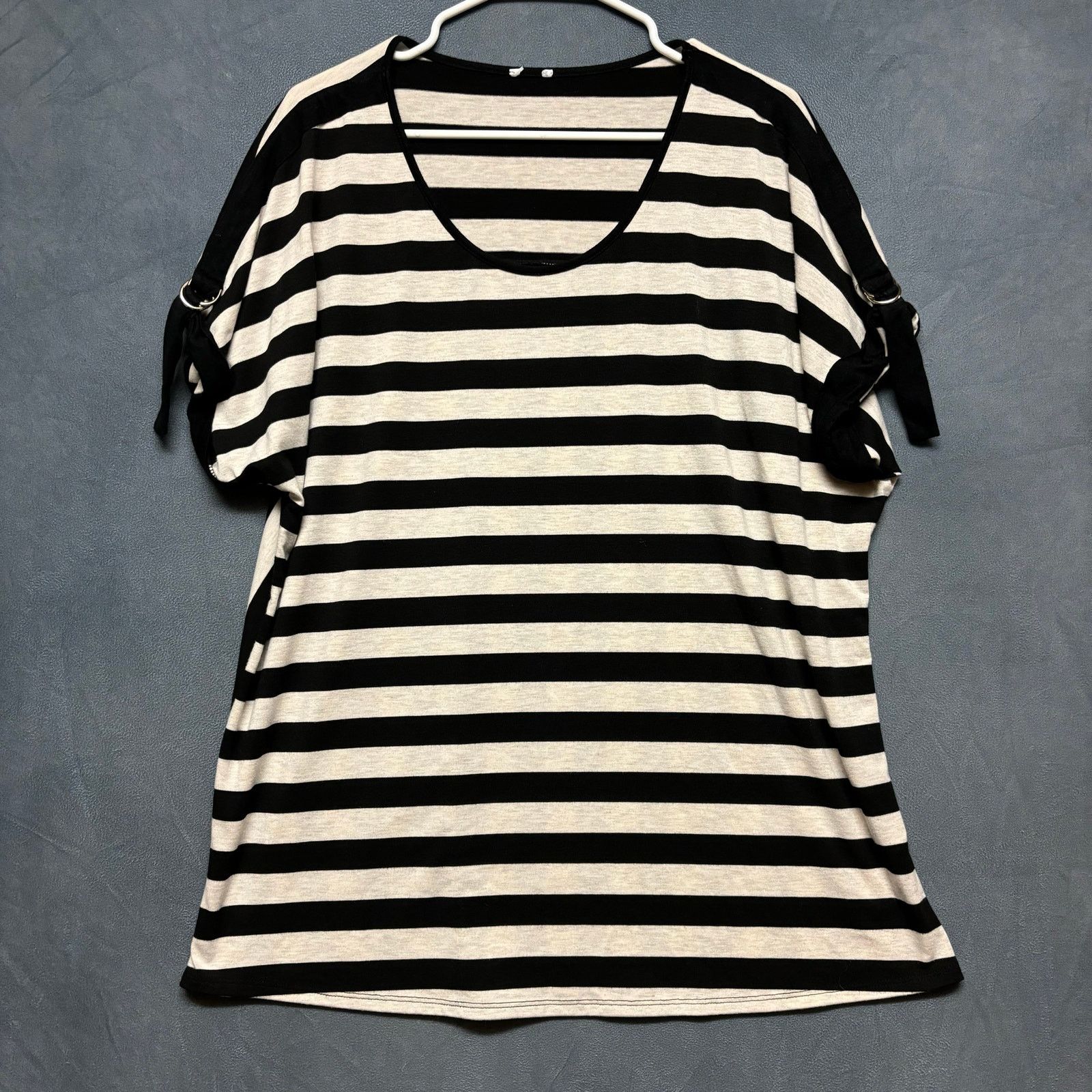 Other Plus Size Striped Blouse Stretchy Short Sleeve Preppy Work Size XXL / US 16-18 / IT 52-54 - 1 Thumbnail