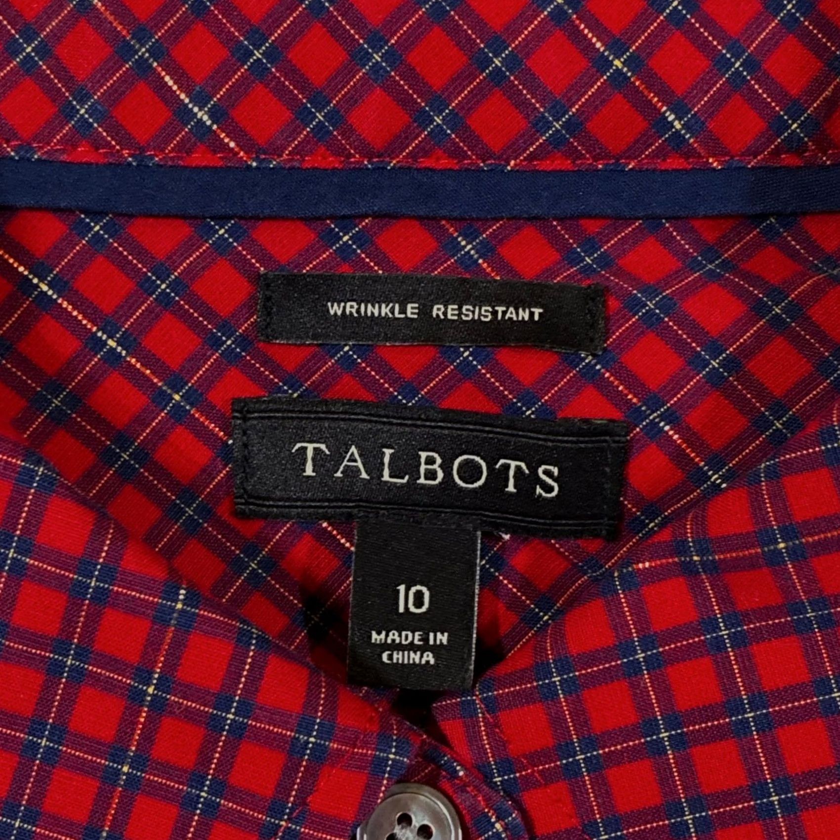 Talbots Talbots Red Plaid Button Down Shirt Women's 10 Wrinkle Resistant Metallic Size L / US 10 / IT 46 - 5 Thumbnail