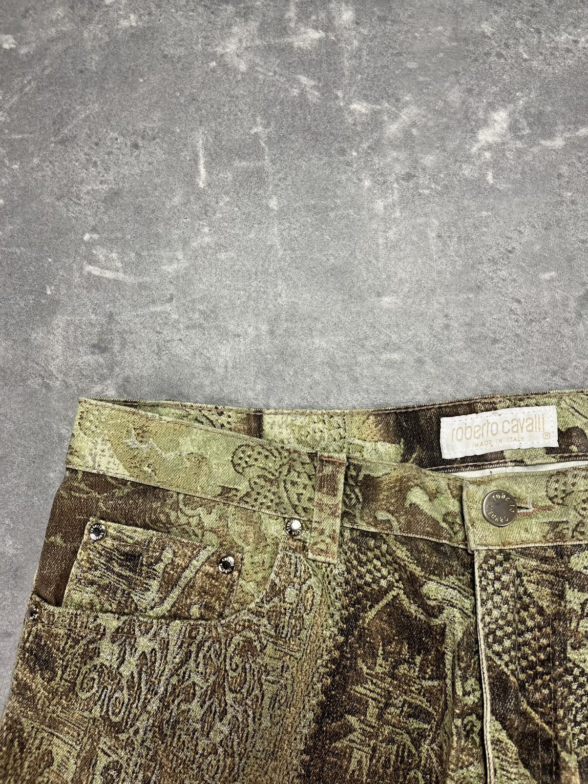 Roberto Cavalli Ornament Printed Flared Denim Jeans M 32