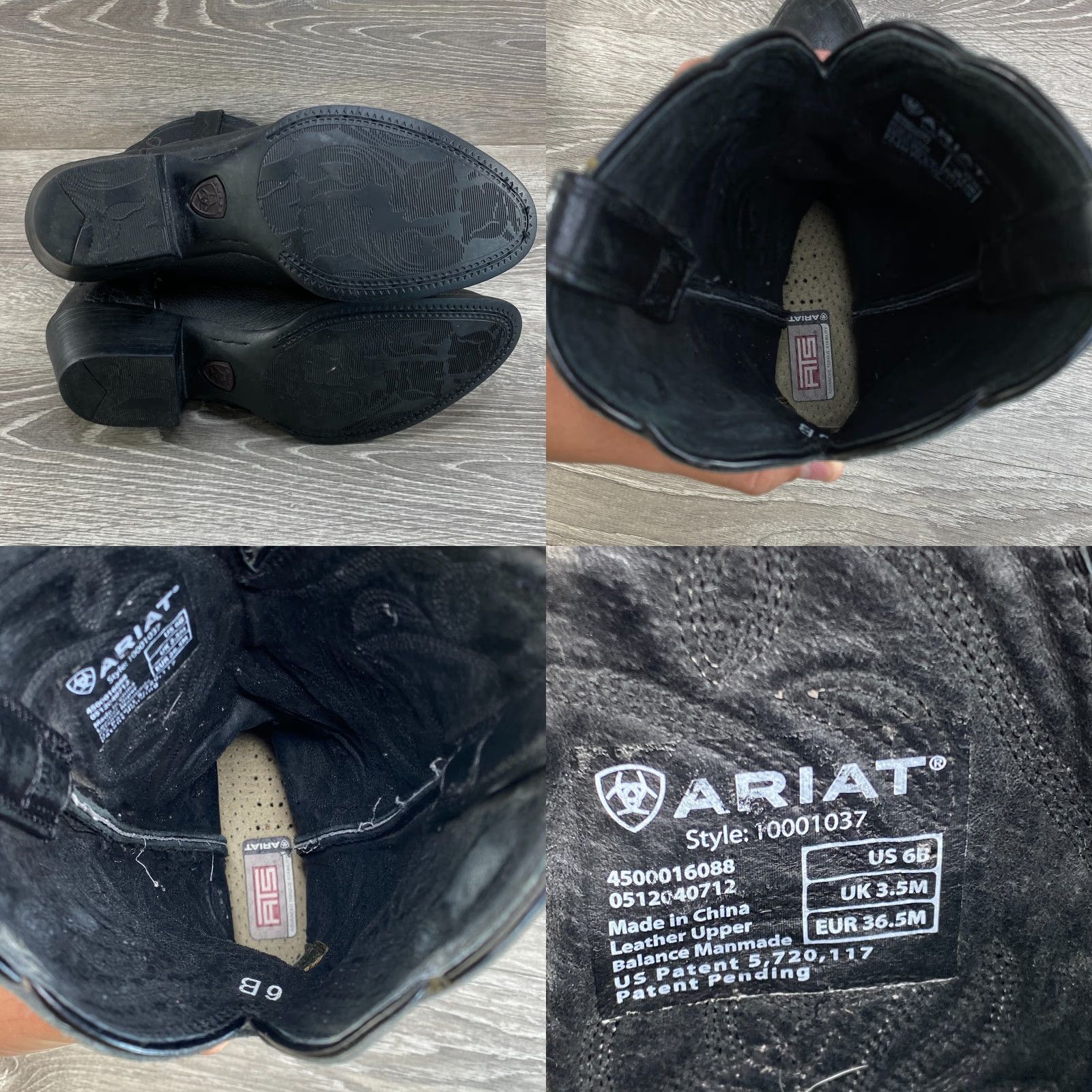 Ariat VINTAGE Ariat Womens 6 B Black Leather Deertan Heritage Round R Toe Cowboy Western Boots Size US 6 / IT 36 - 8 Thumbnail
