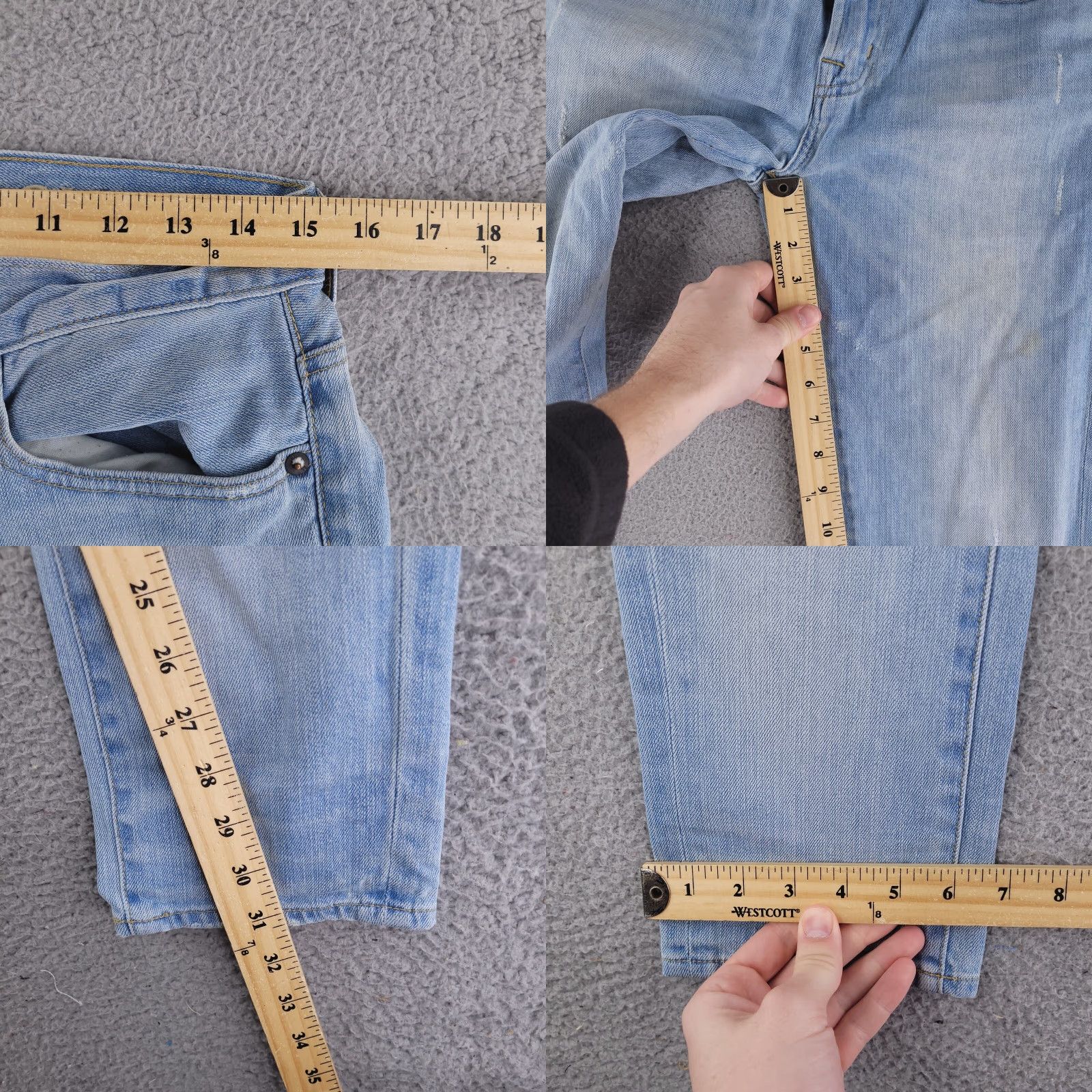 American Eagle Outfitters American Eagle Jeans Mens 29x31 Blue Distressed Skinny Light Wash Size US 29 - 9 Thumbnail