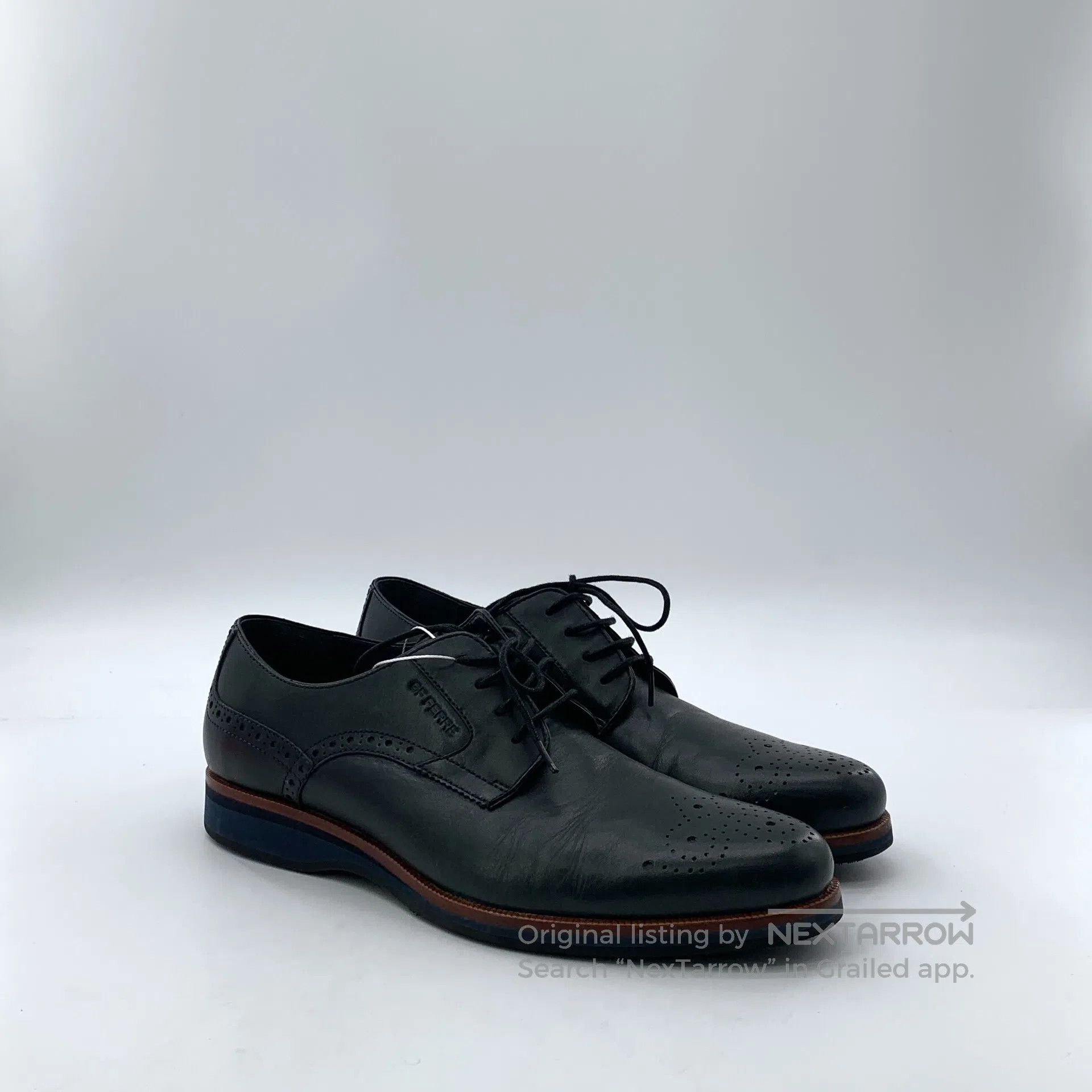 GF Ferre GF FERRE Black carved laced casual flat leather shoes| Size US 6 / EU 39 - 2 Thumbnail