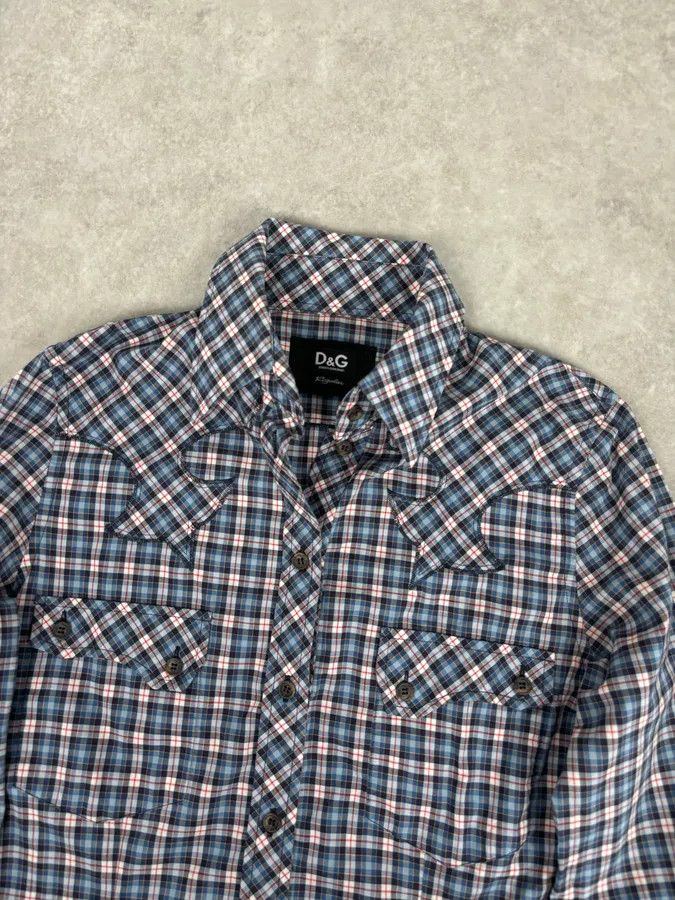 Dolce & Gabbana AW2011 Dolce & Gabbana Blue Plaid Cotton Western Shirt Size US S / EU 44-46 / 1 - 4 Thumbnail