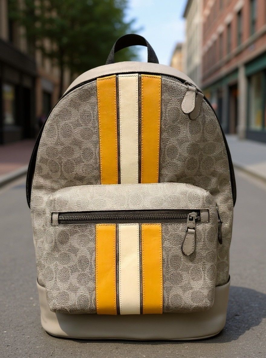 Coach Coach West Backpack in Signature Canvas with Varsity Stripe Size ONE SIZE - 3 Thumbnail