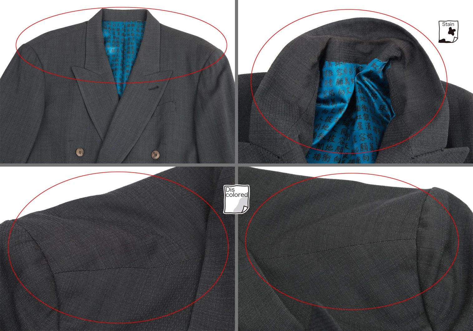 Jean Paul Gaultier Charcoal Double-Breasted Jacket with Kanji Print Size US M / EU 48-50 / 2 - 2 Thumbnail