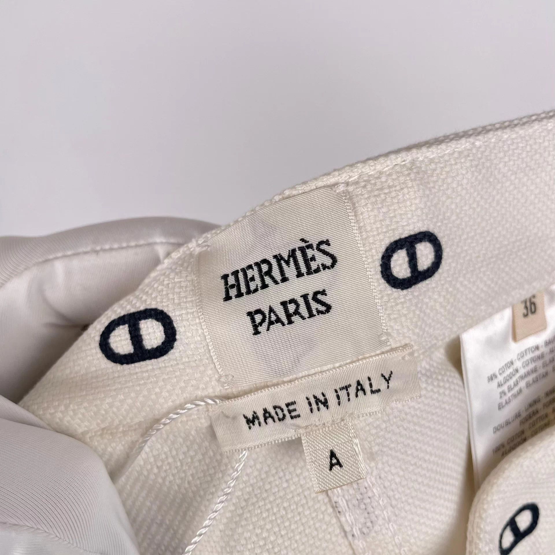 Hermes Hermes White Pig Nose Full Logo Cotton Denim Pants Size 26" / US 2 / IT 38 - 7 Thumbnail