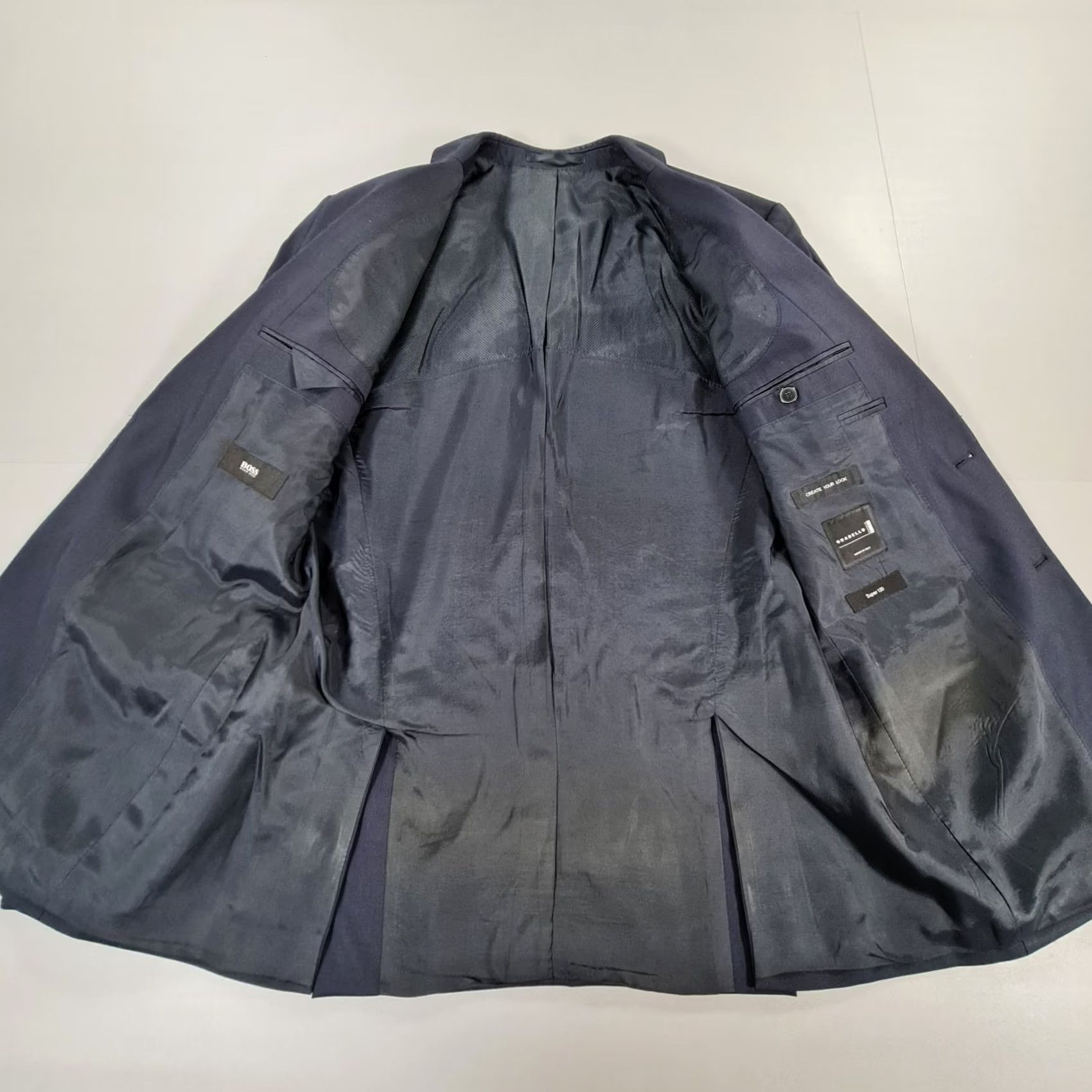 Hugo Boss HUGO BOSS Men Suit Jacket Navy Blue 38 R Super 120s Wool Guabello Hayes Size 38R - 4 Thumbnail
