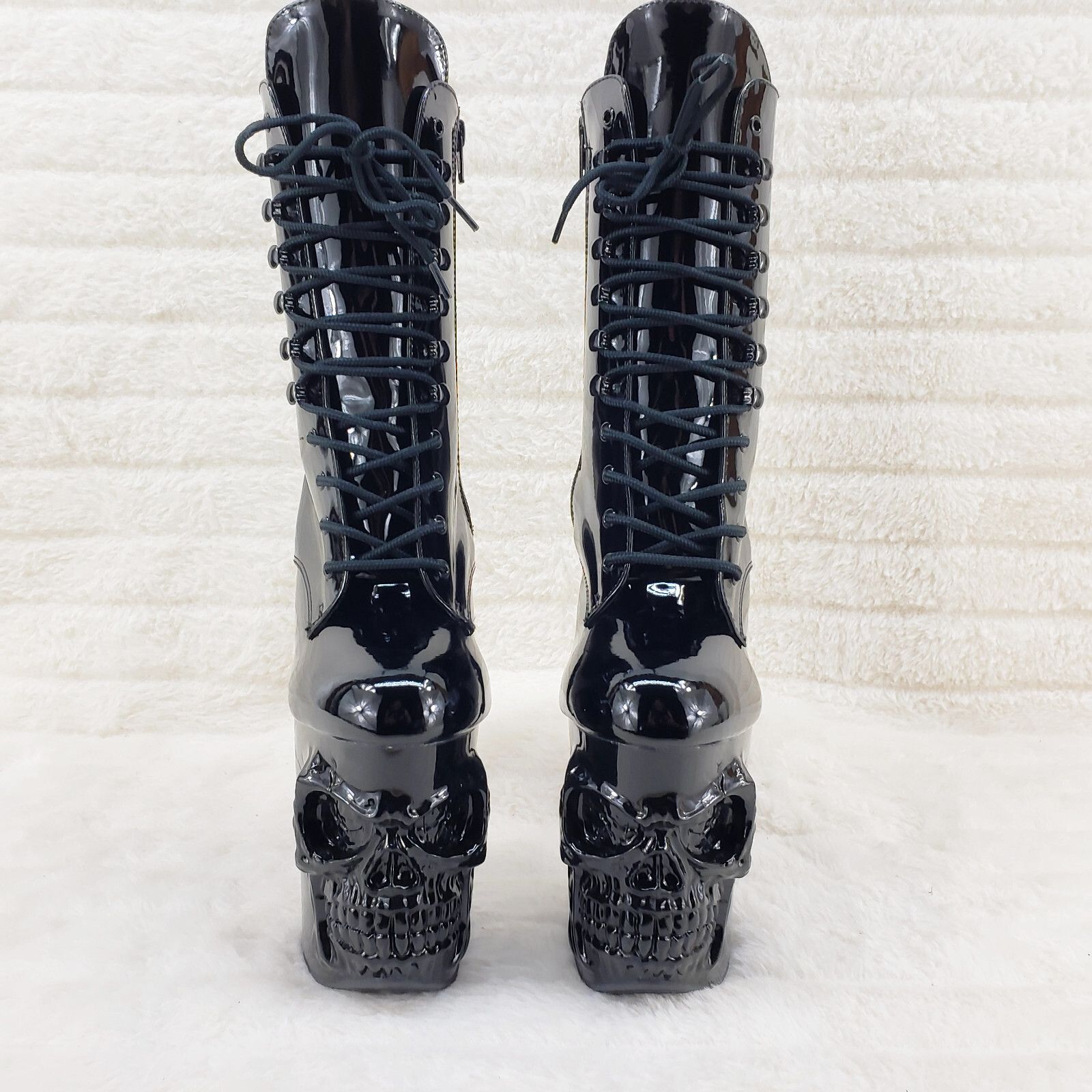 Other Rapture Black Patent Skull & Bones 8" High Heel Platform Ank Size US 10 / IT 40 - 6 Thumbnail