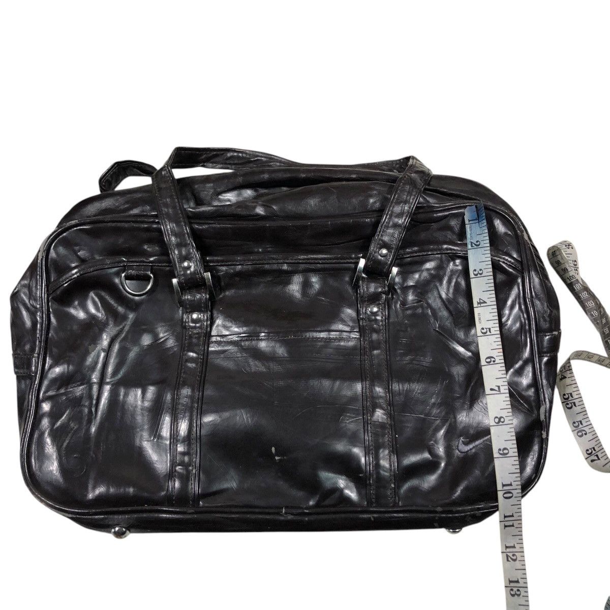 Nike 📌Vintage Soft Leather Hand Carry Luggage Nike Big Swoosh Size ONE SIZE - 15 Thumbnail
