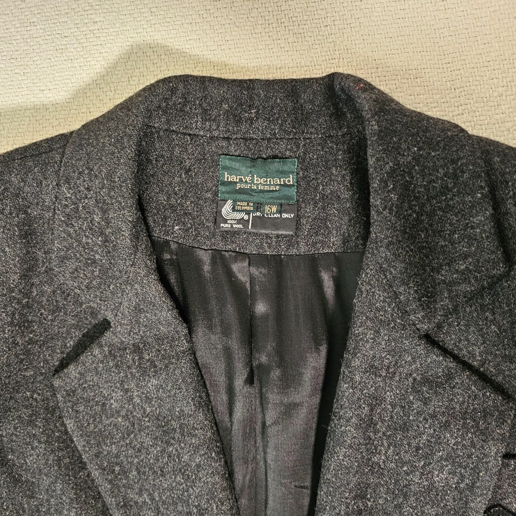 Vintage VINTAGE harvé benard Blazer Wool Dark Gray 16W Petite Pockets Womens Size XXL / US 16-18 / IT 52-54 - 2 Thumbnail