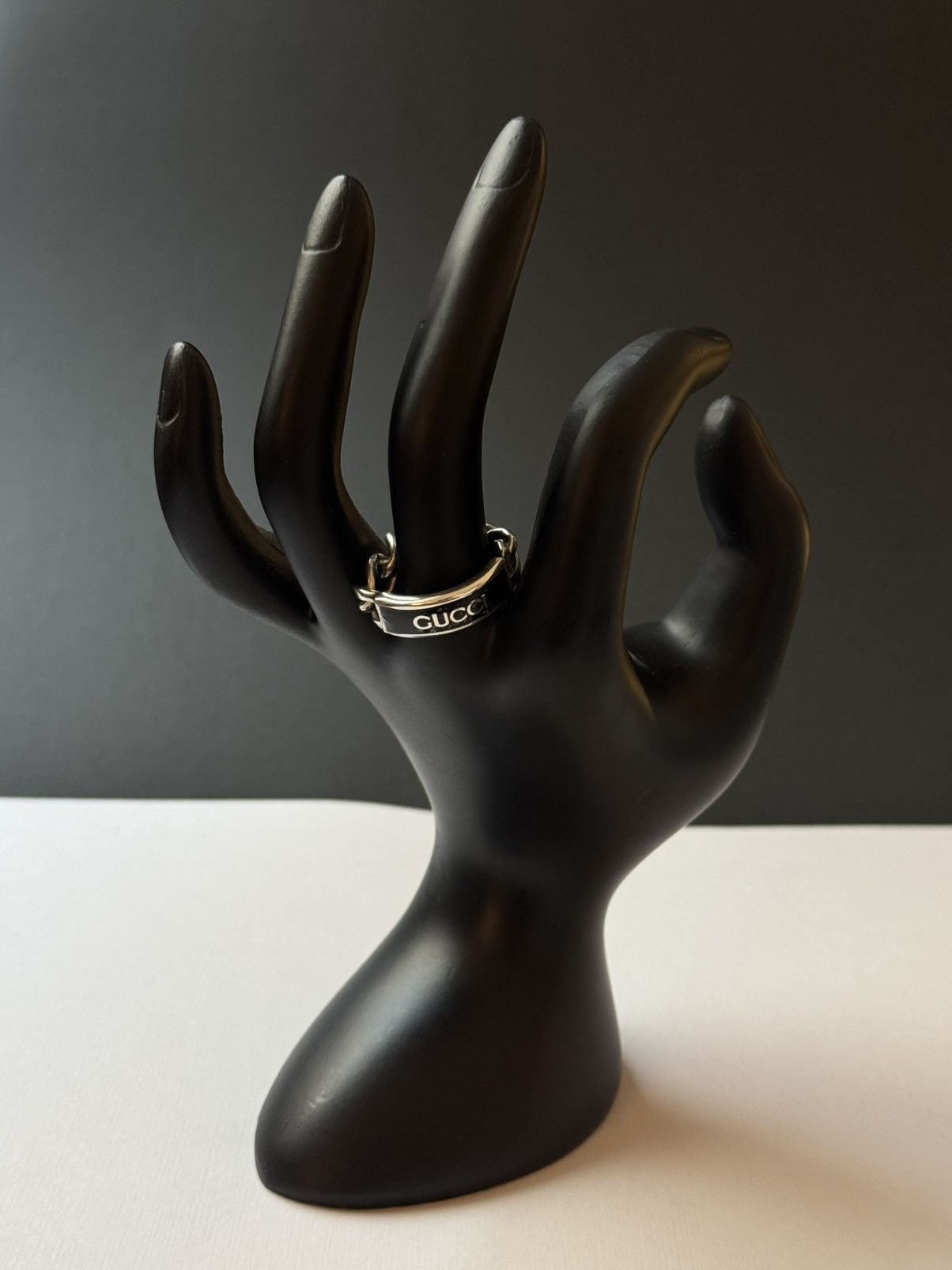 Gucci Gucci .925 Silver Black Chain Ring Size ONE SIZE - 6 Thumbnail