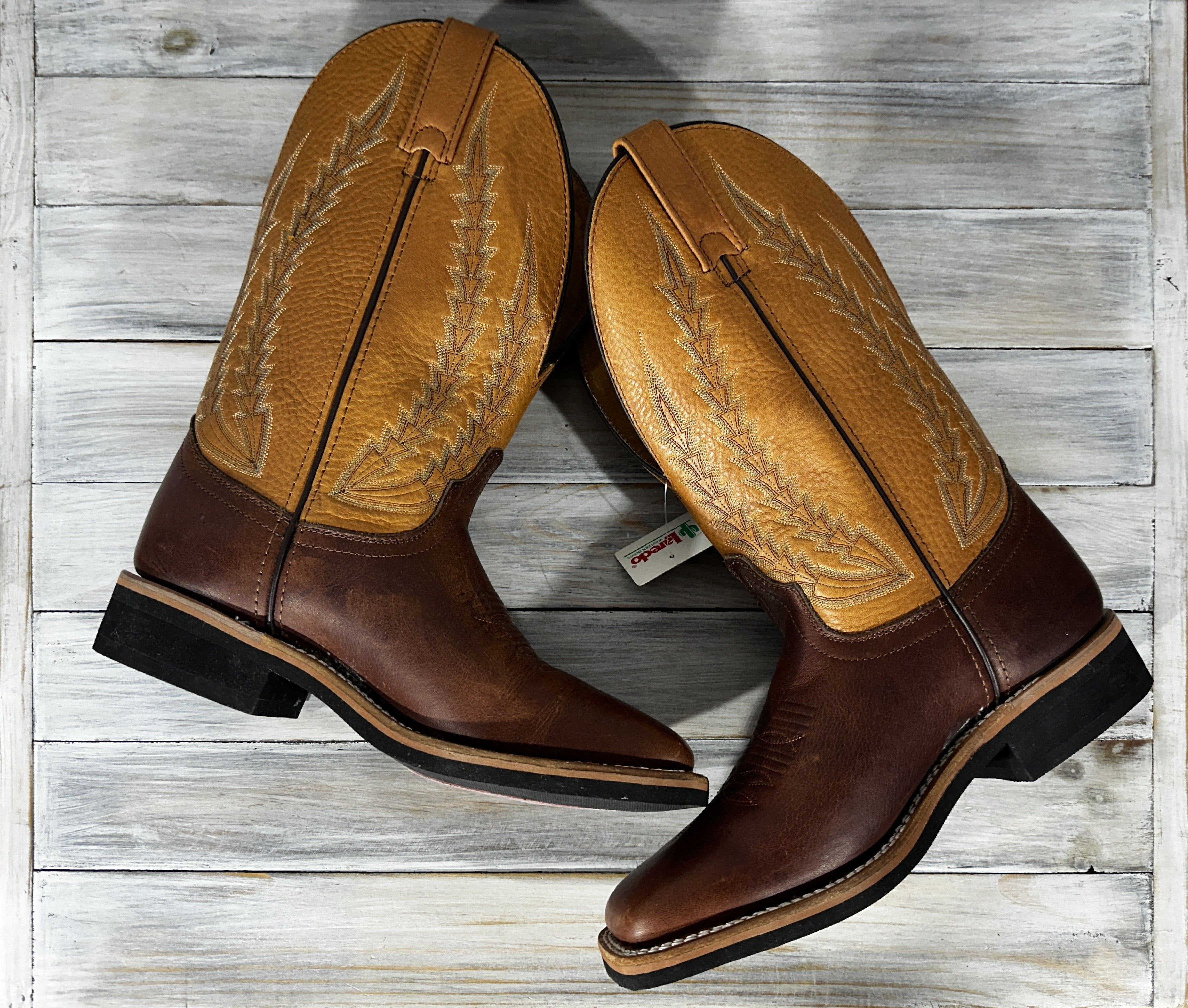 Cowboy Equipment LAREDO Cowboy Western Leather Boots Brown Square Toe Shoes Size US 7.5 / EU 40-41 - 21 Thumbnail