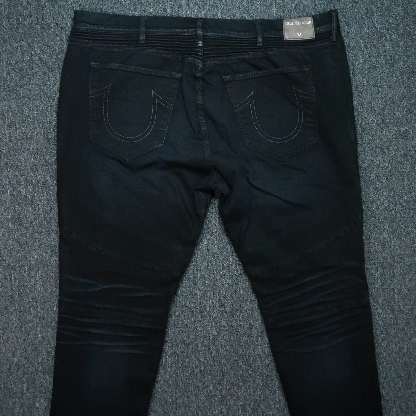 True Religion True Religion Jeans Blue Geno 44x34 Relaxed Slim Moto No Flap Dark Wash Mens Size US 44 / EU 60 - 6 Thumbnail
