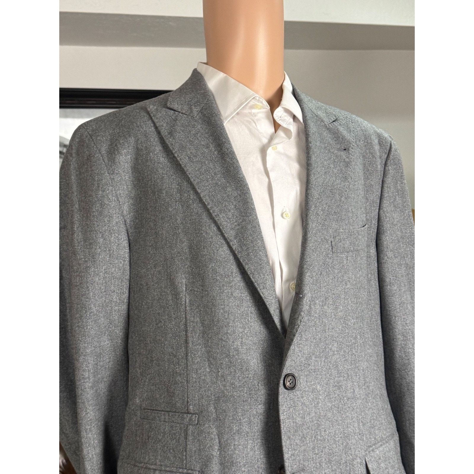 Brunello Cucinelli Brunello Cucinelli Peak Lapel Gray Cashmere Wool Blazer 42R Size 42R - 9 Thumbnail