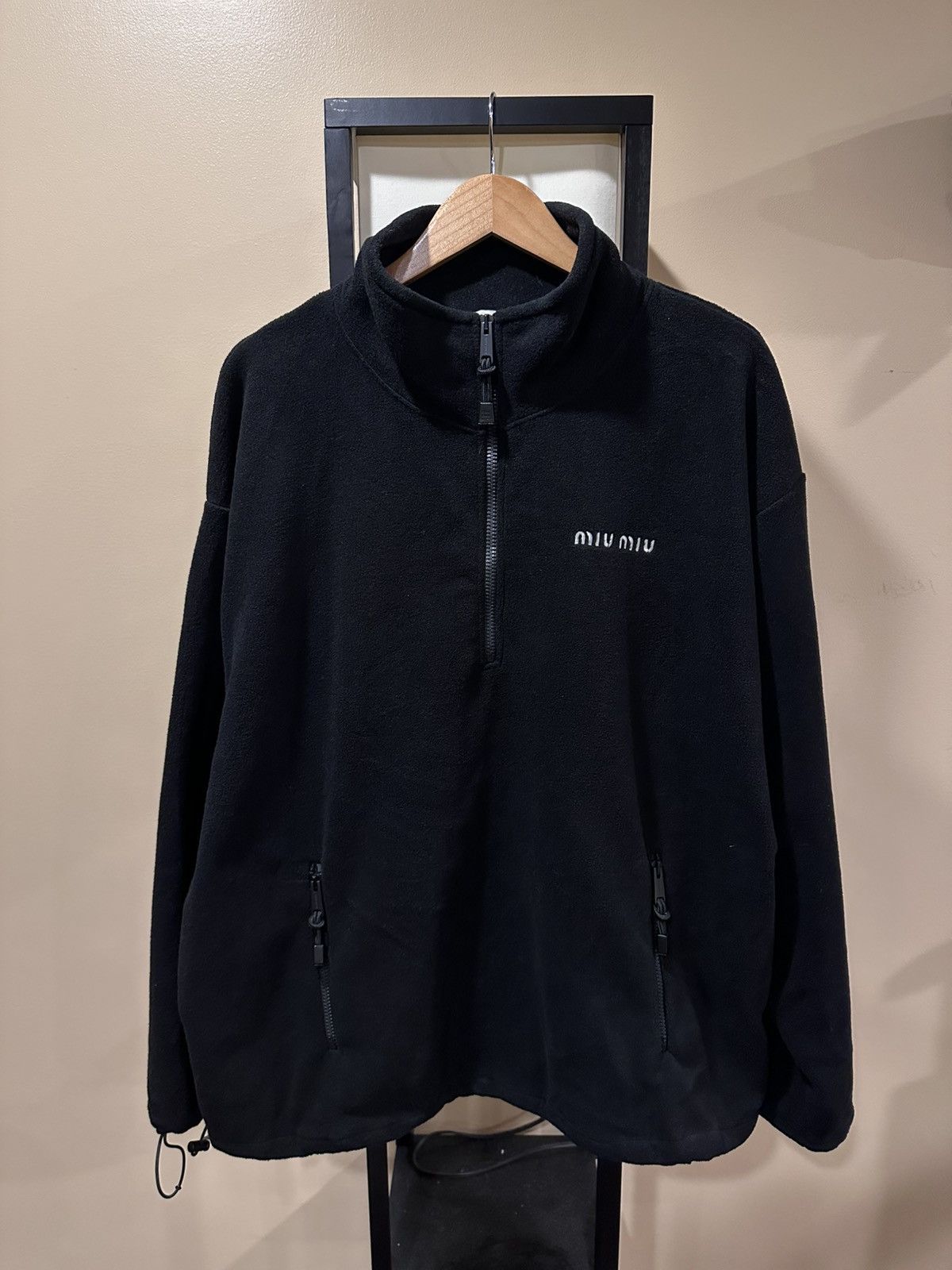 Pre-owned Miu Miu Black Fleece Quarter Zip Sweatshirt Jacket