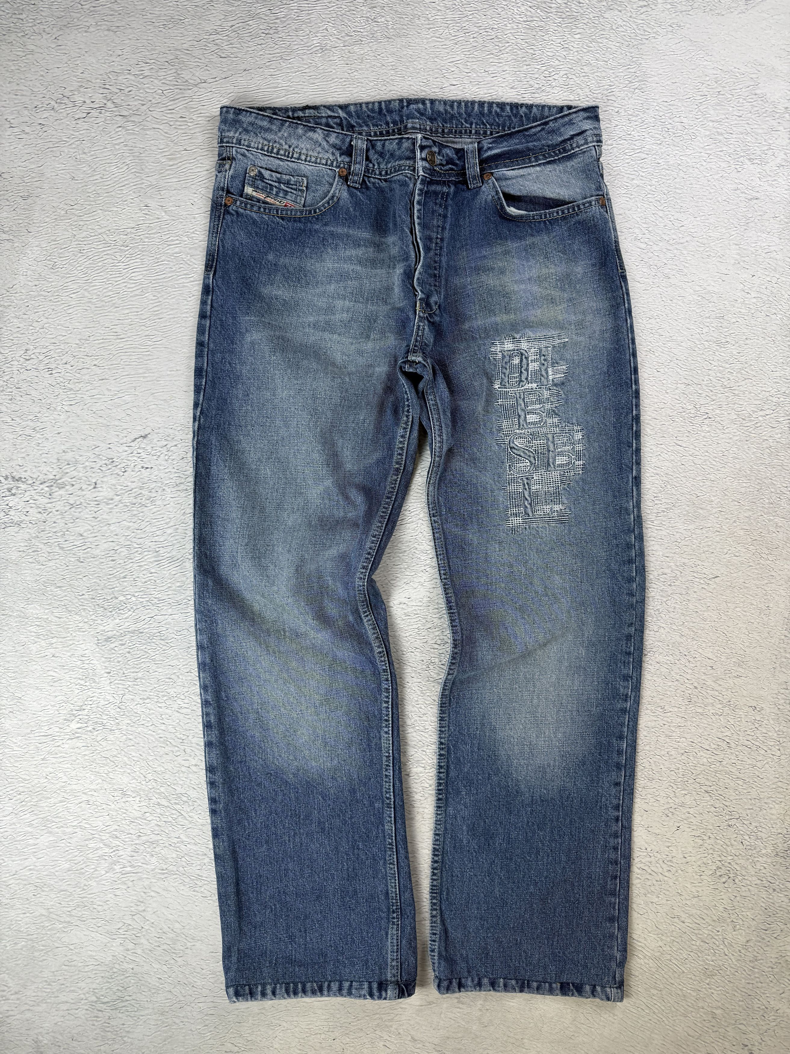Diesel × JNCO Diesel Vintage Kulter Jeans Big Logo Blue Straight Drill Size US 33 - 4 Thumbnail