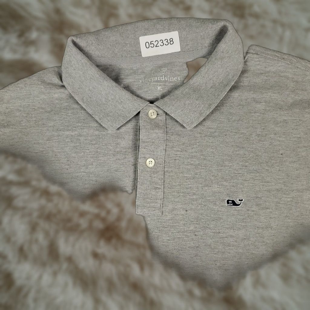 Vineyard Vines Vineyard Vines Polo Shirt Mens XL Gray Solid Short Sleeve Whale Logo Cotton Size US XL / EU 56 / 4 - 1 Thumbnail