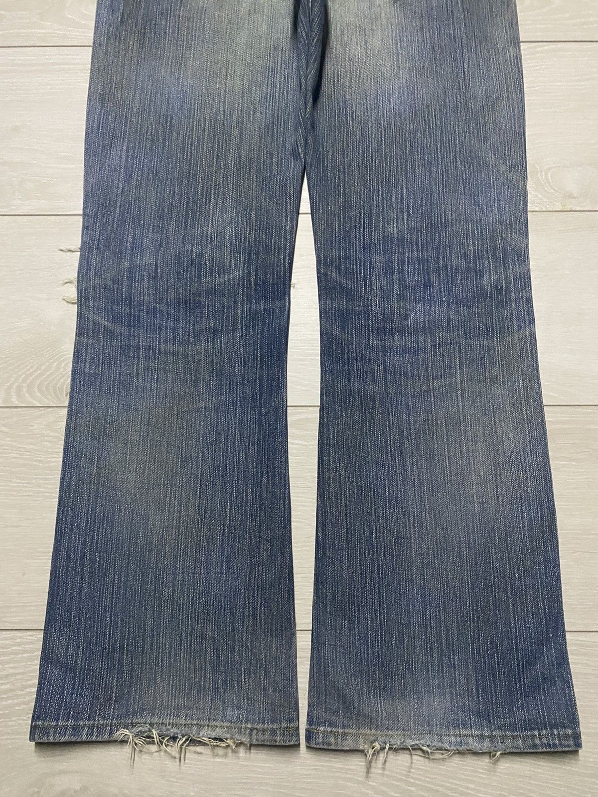 Lee × Number (N)ine Vintage Lee Mud Wash Distressed Patches Flare Jeans Size US 31 - 6 Thumbnail