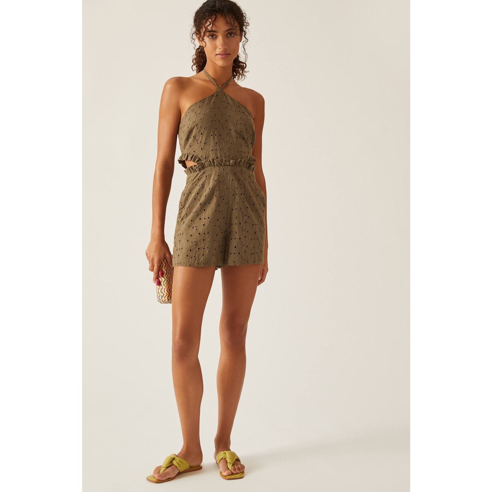Anthropologie Anthropologie Hutch Solid Halter Romper $170 SIZE 2 Olive Size 26" / US 2 / IT 38 - 1 Thumbnail