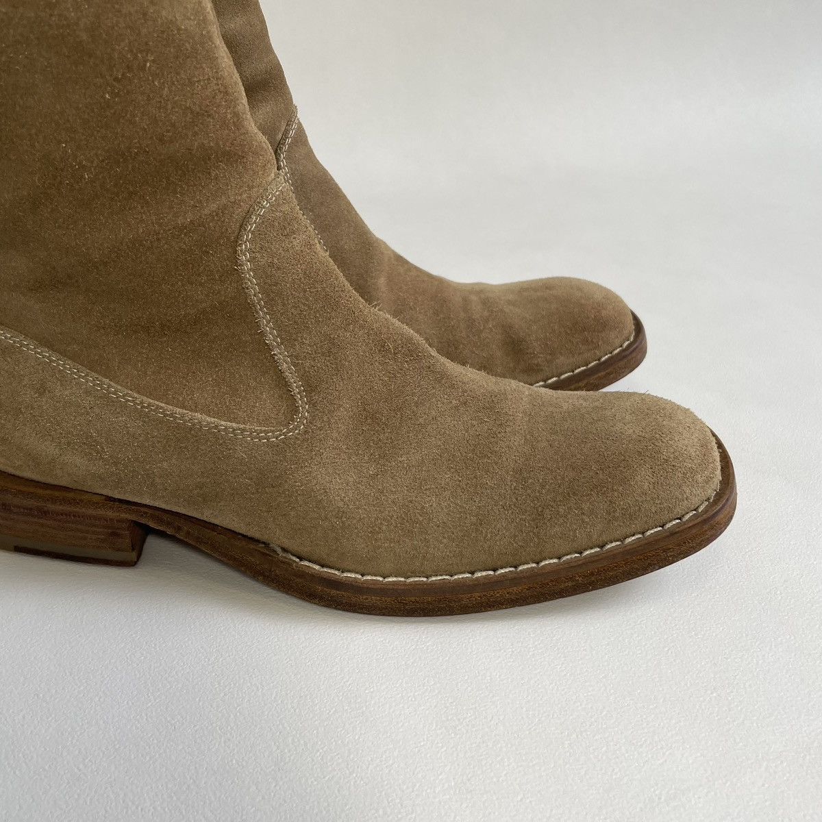 Ann Demeulemeester Tan Suede Square Toe Boots Size US 9 / IT 39 - 4 Thumbnail